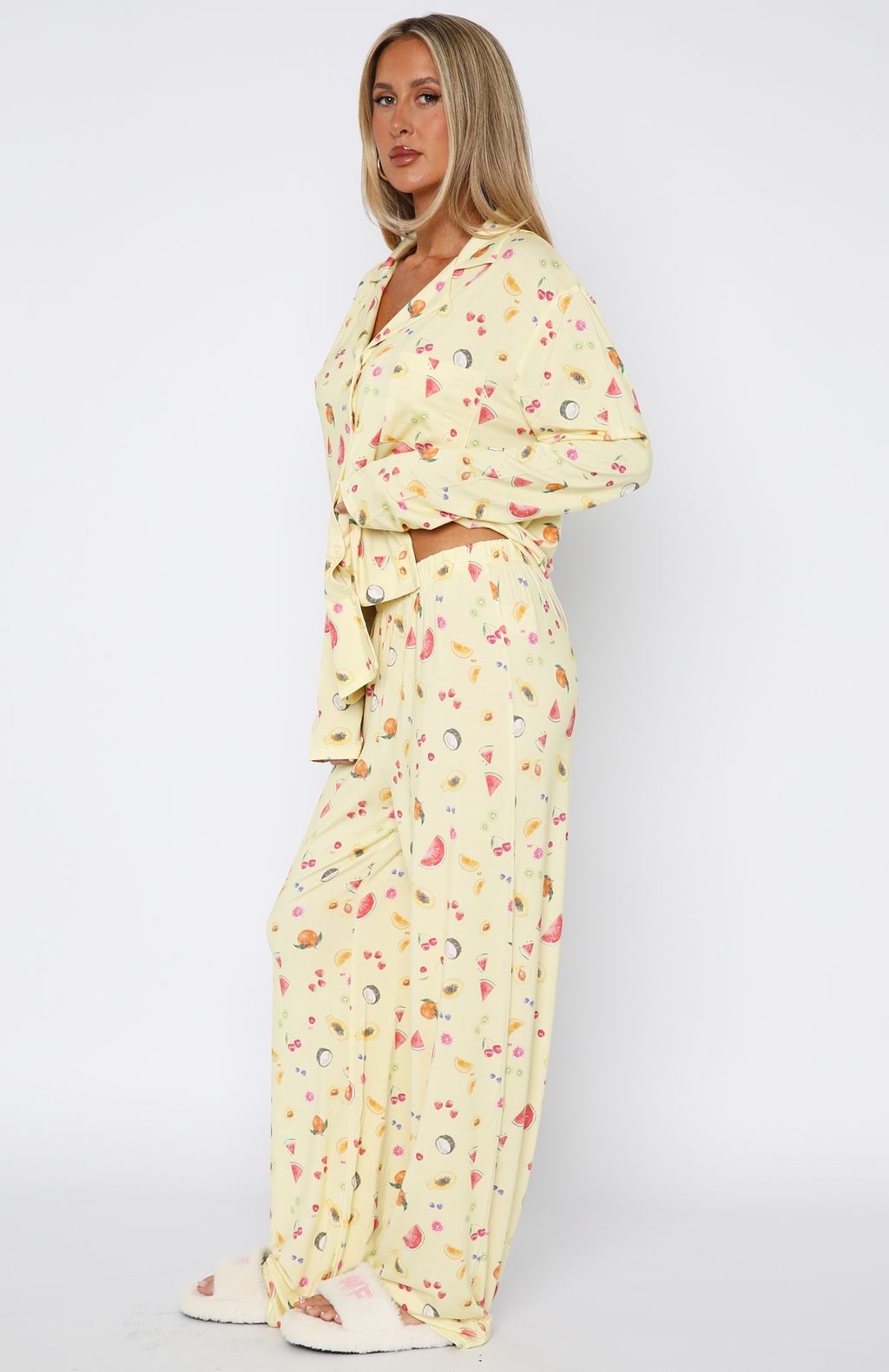 Trending Pillow Talk Printed Long Sleeve Pyjama Set Fruit Salad