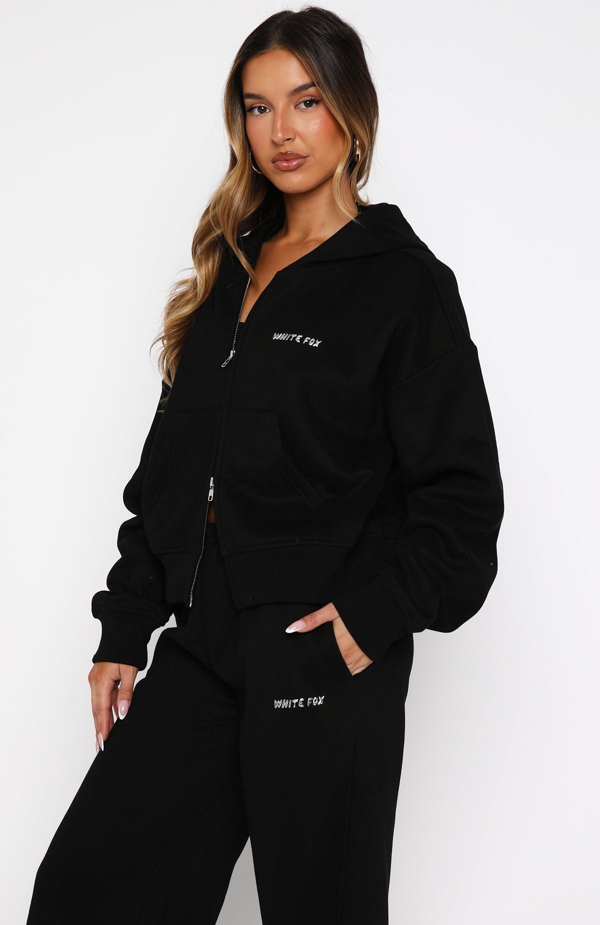 Trending Test Drive Boxy Zip Front Hoodie Black