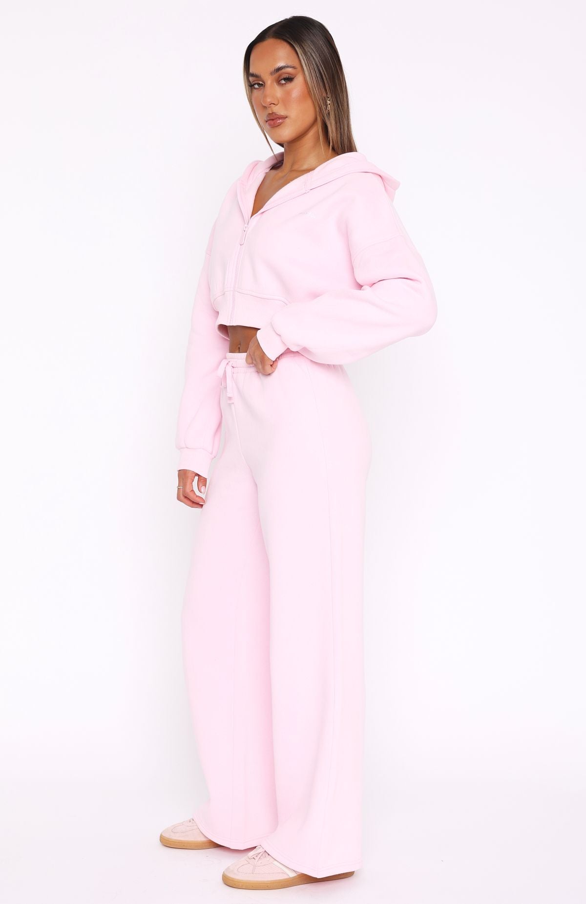 Trending Straight Forward Wide Leg Sweatpants Pink