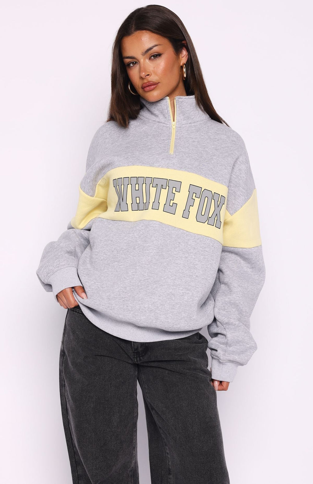 Trending Show Yourself Zip Front Sweater Dark Grey Marle