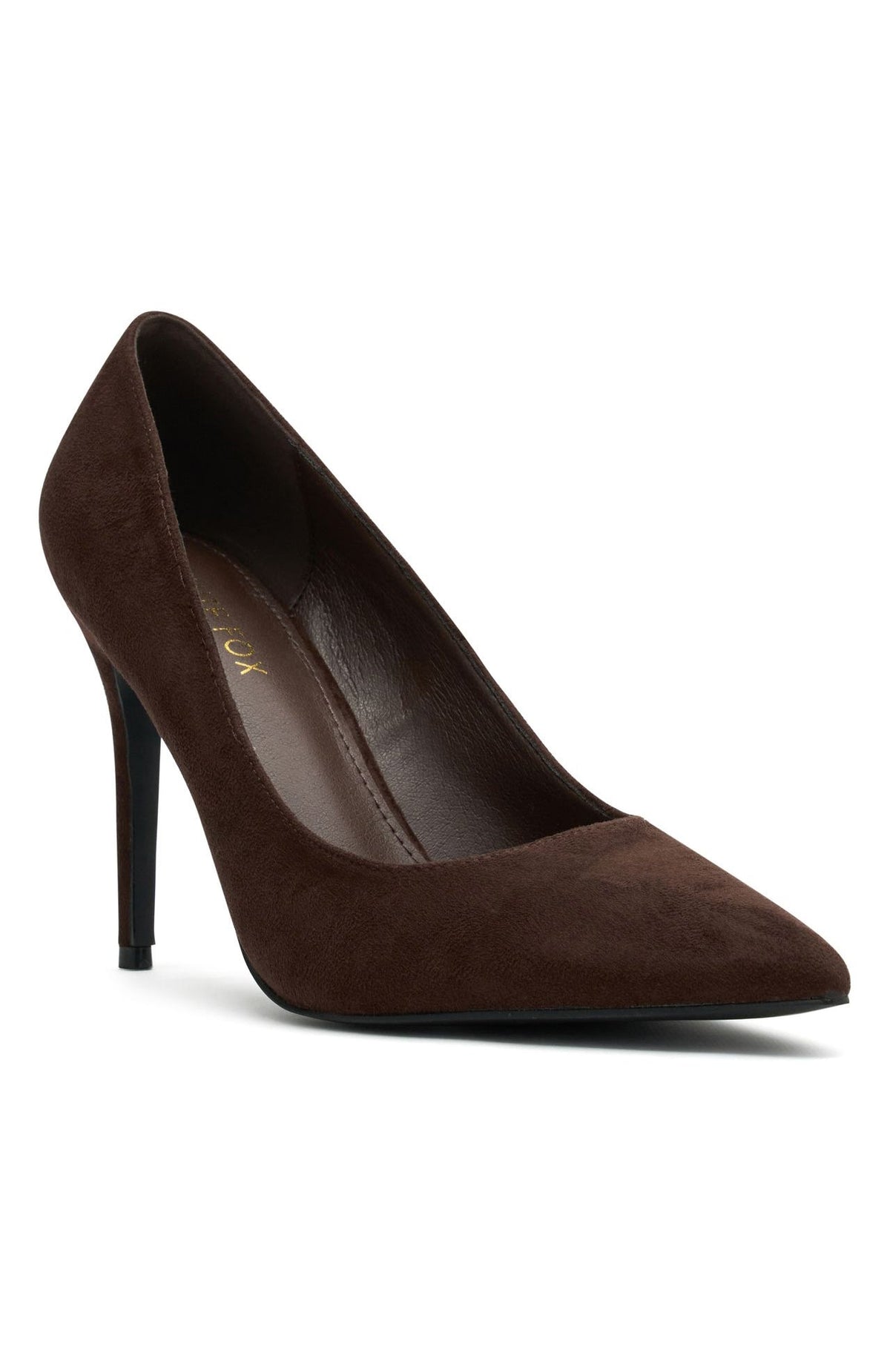 Trending Alara Heels Chocolate Faux Suede
