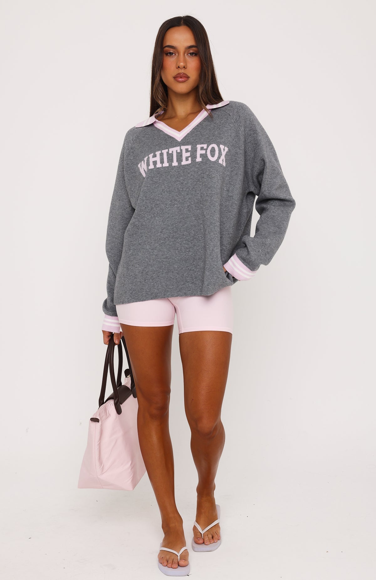 Trending Illyria Knit Sweater GreyPink
