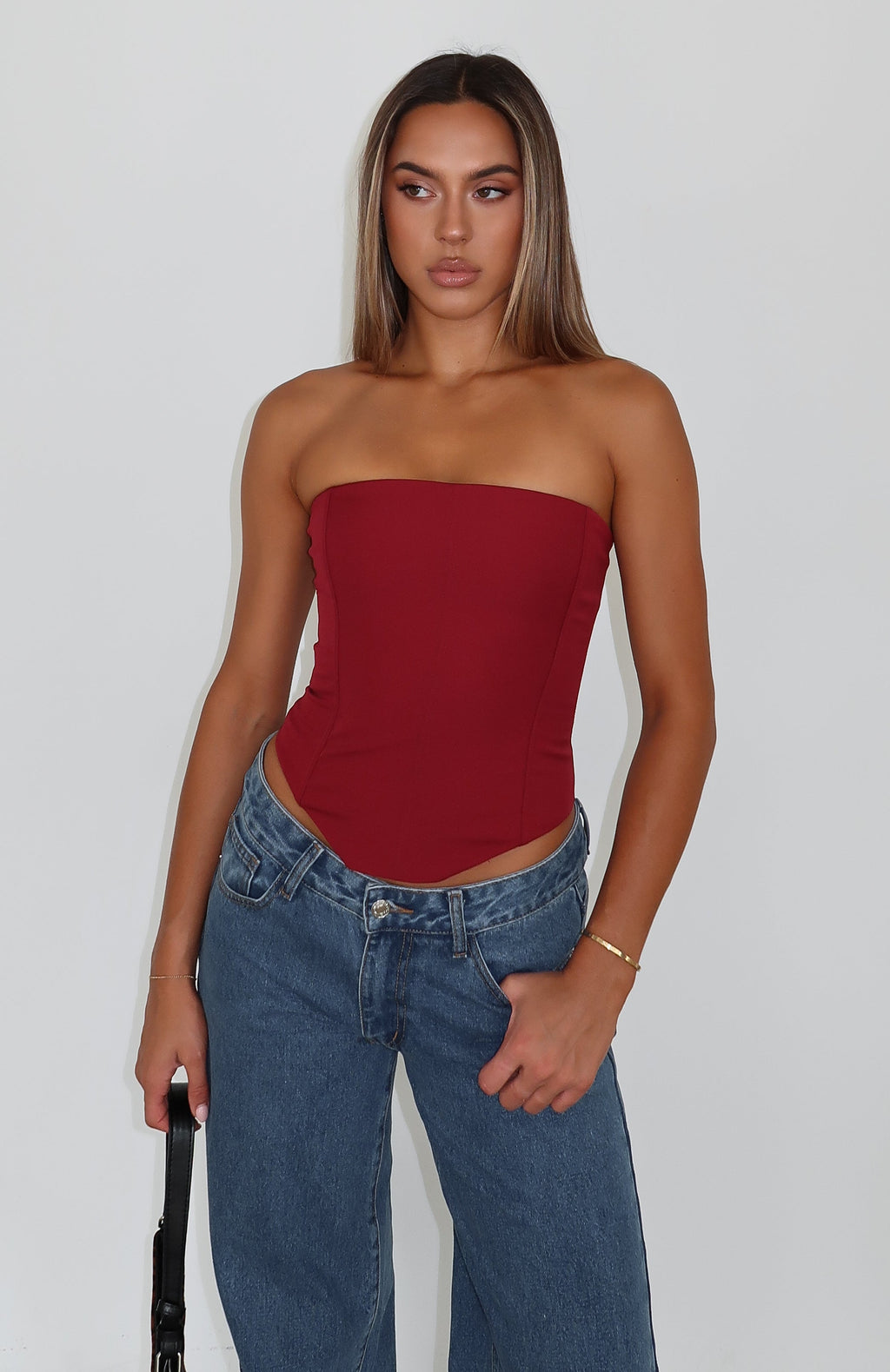 Trending Let It Go Strapless Bustier Wine