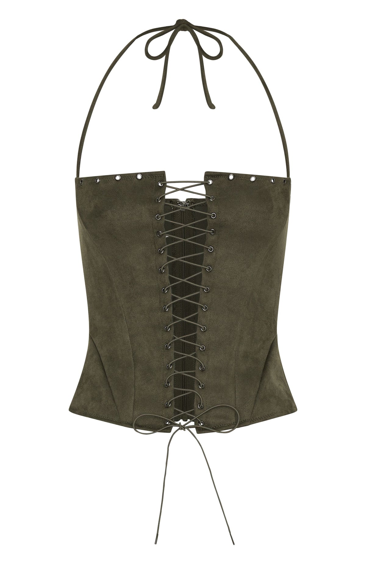 Trending Dont Speak Faux Suede Bustier Cactus