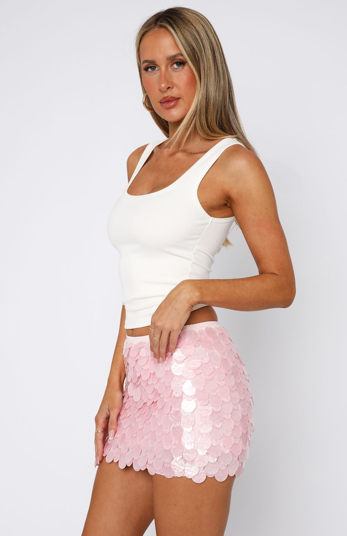 Trending Ariel Mini Skirt Pink Shell