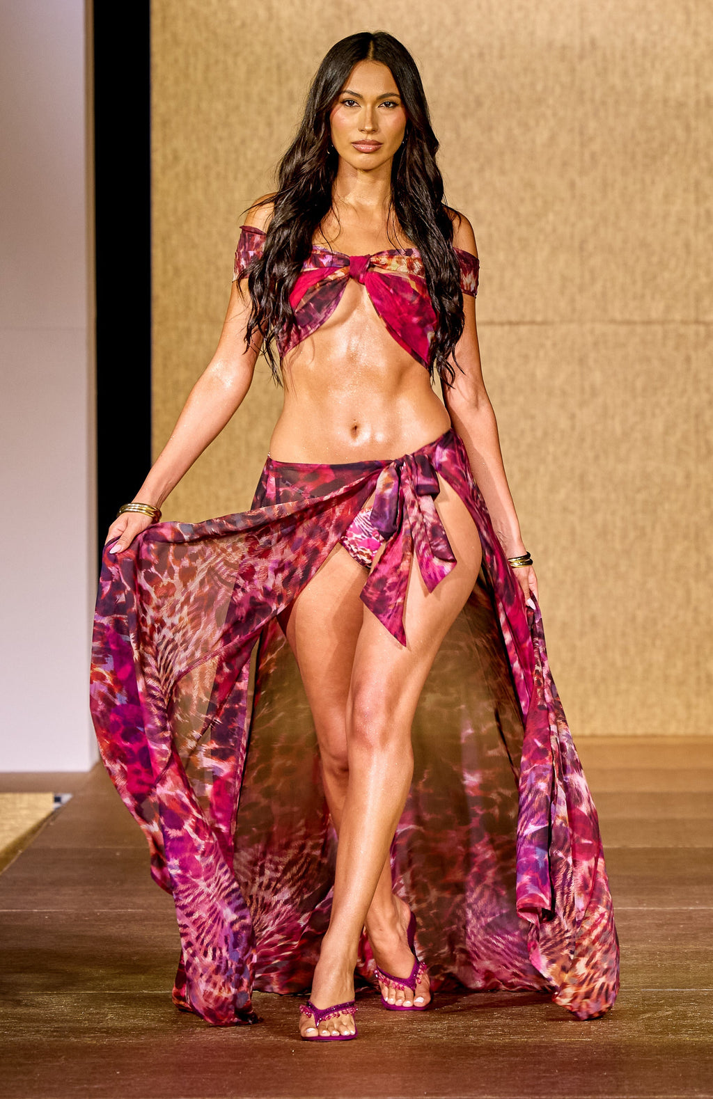 Trending Frangipani Drift Maxi Skirt Electric Bloom