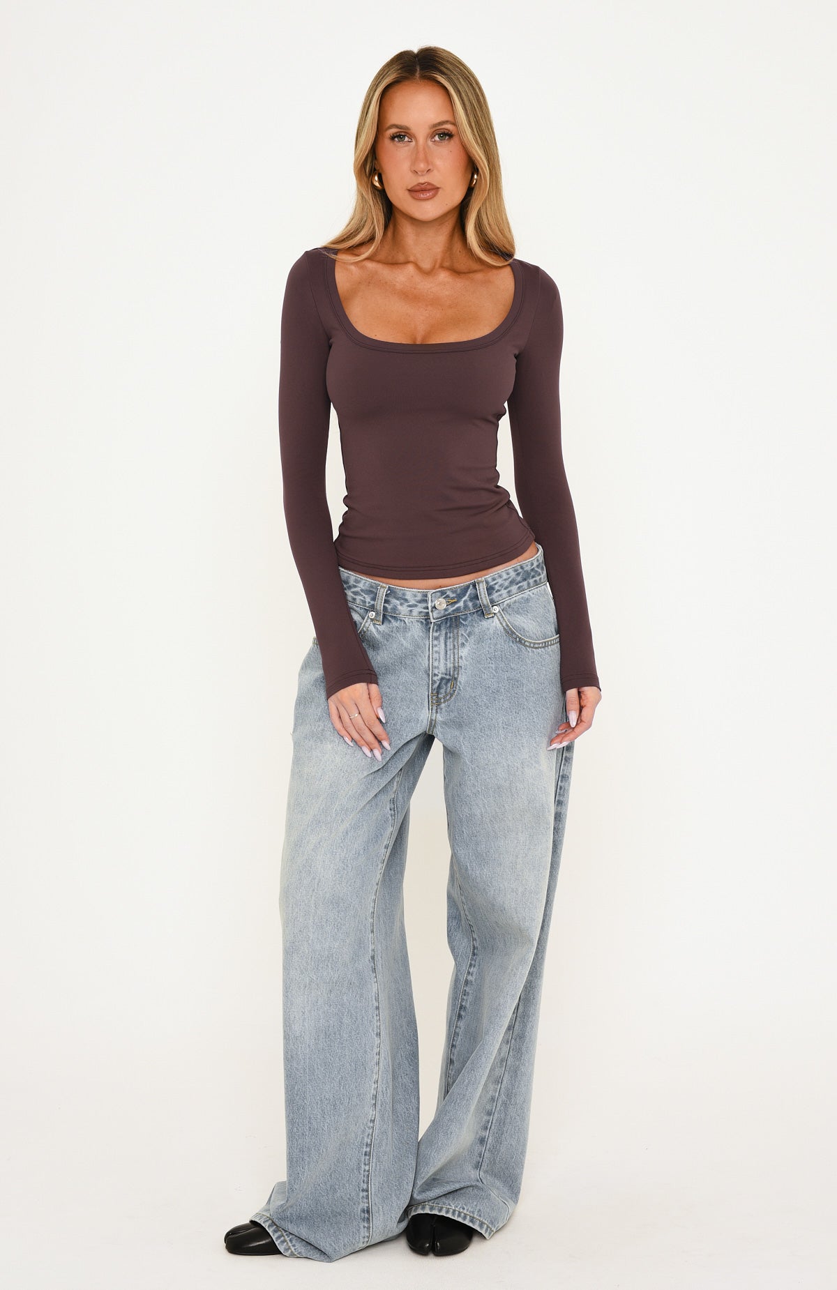 Trending Keep Guessing Long Sleeve Top Espresso