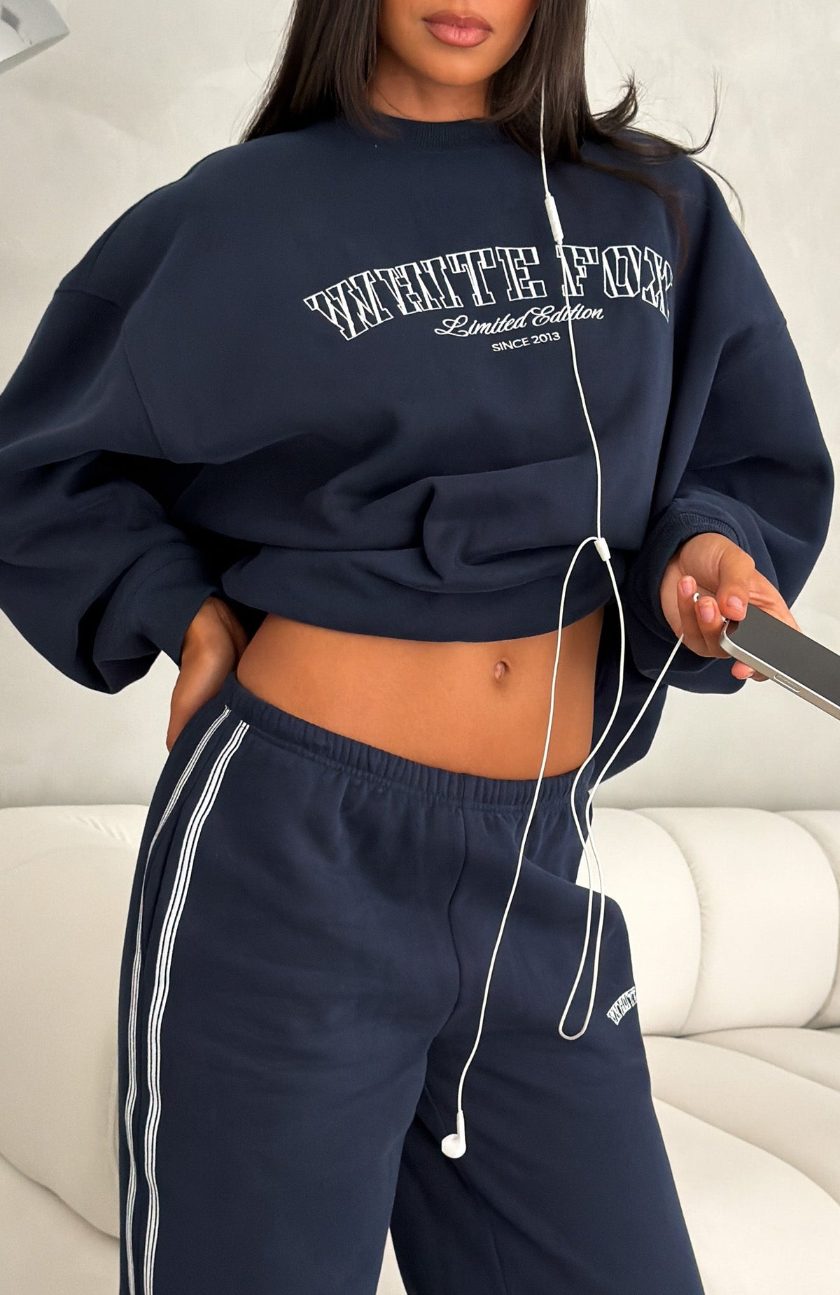 Trending Keep Me Posted Oversized Sweater Navy