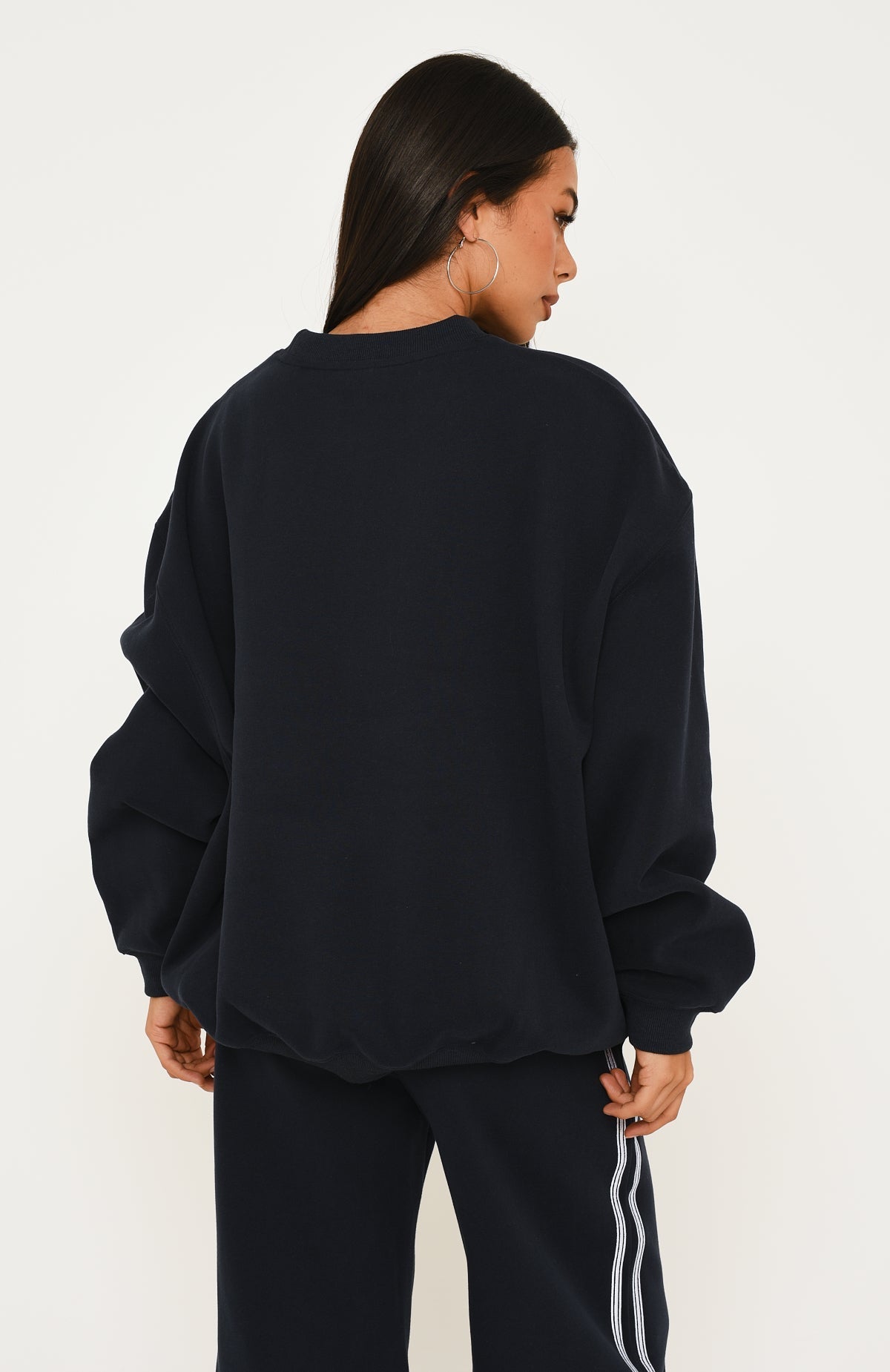 Trending Keep Me Posted Oversized Sweater Navy