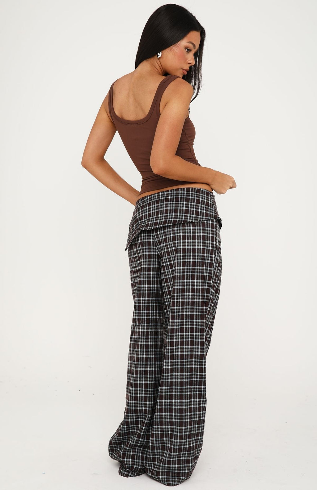 Trending Where You Hold Me Pants ChocolateBlue Plaid