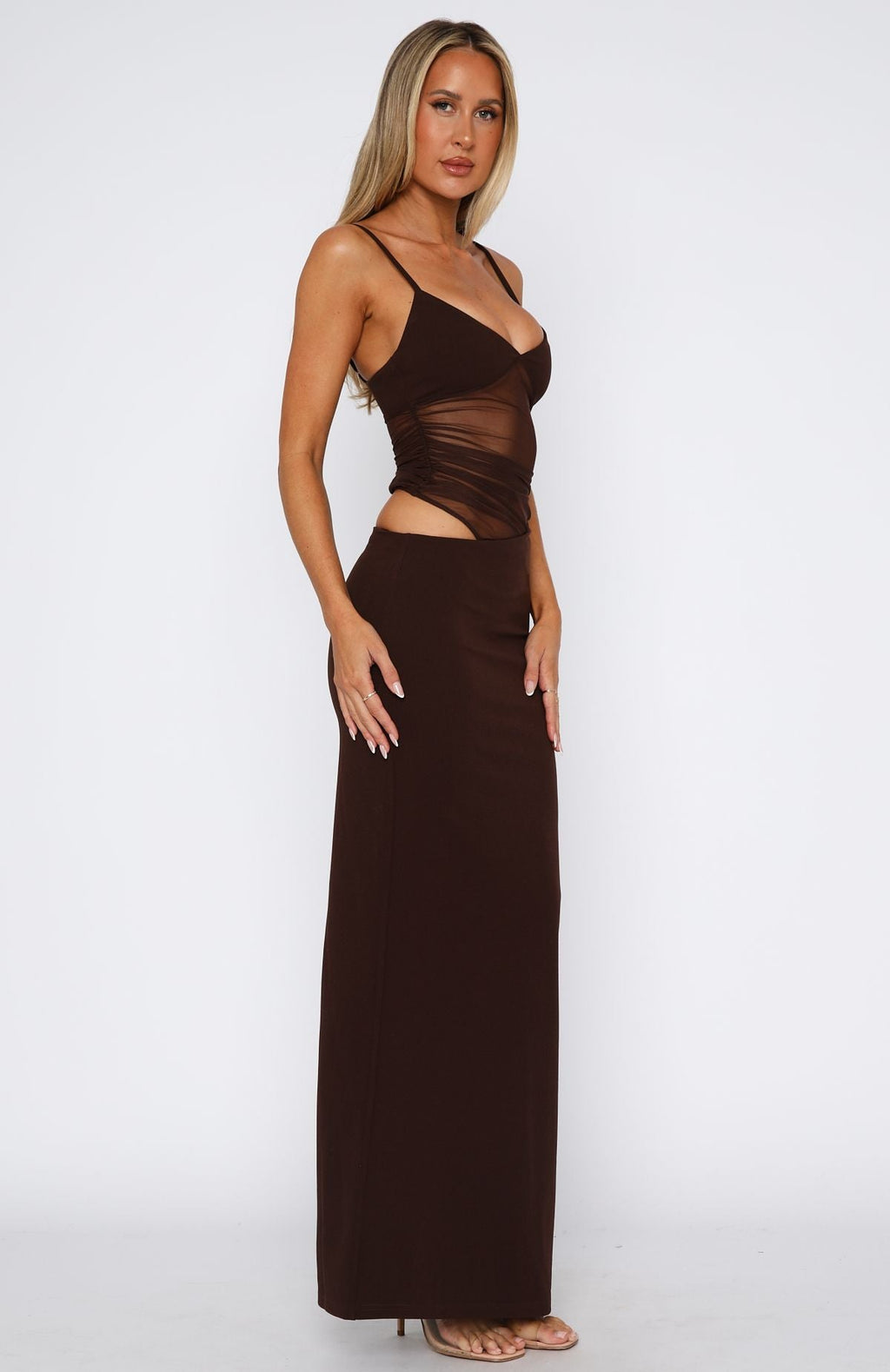 Trending Call Me Up Maxi Dress Chocolate