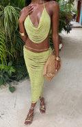 Trending Twisted Desire Fringe Maxi Skirt Kiwi