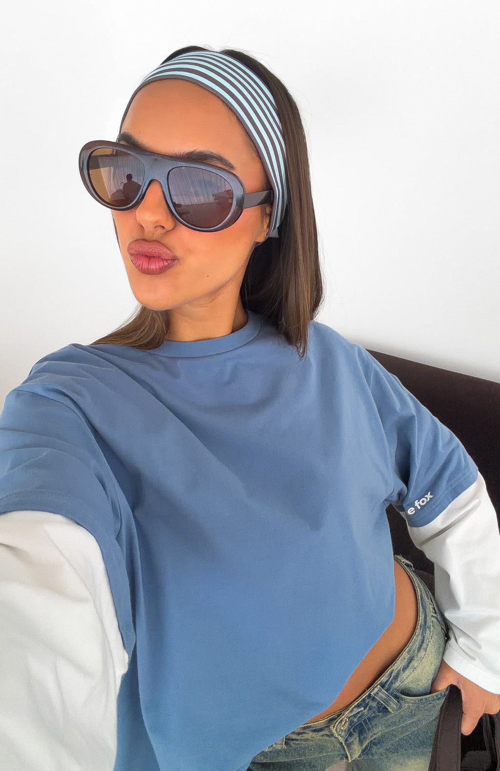 Trending Staying Safe 2 Pack Headband Choc & Blue Stripes