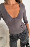 Trending Fire Light 34 Sleeve Bustier Charcoal