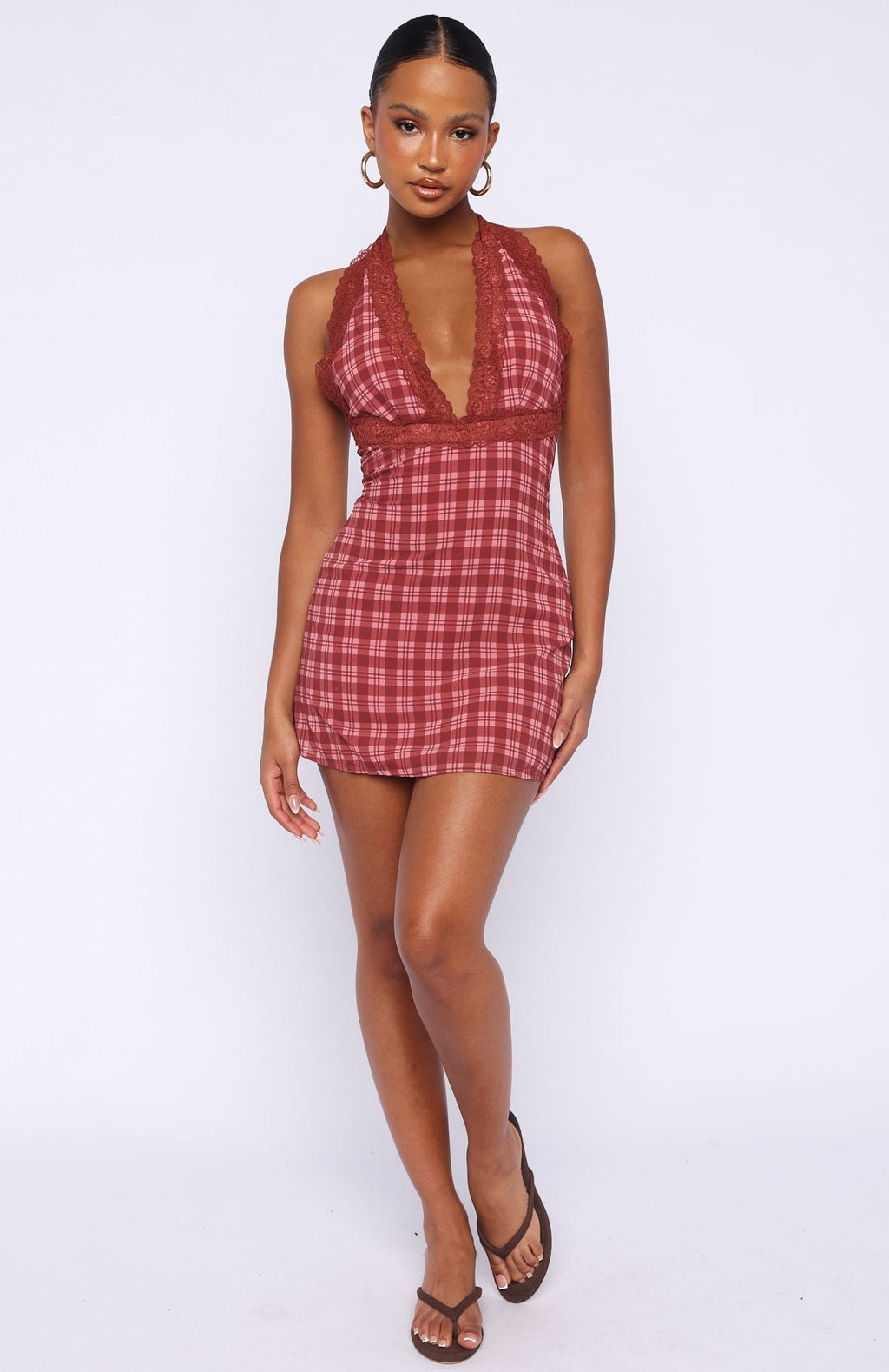 Trending A Girls Girl Mini Dress Berry Plaid