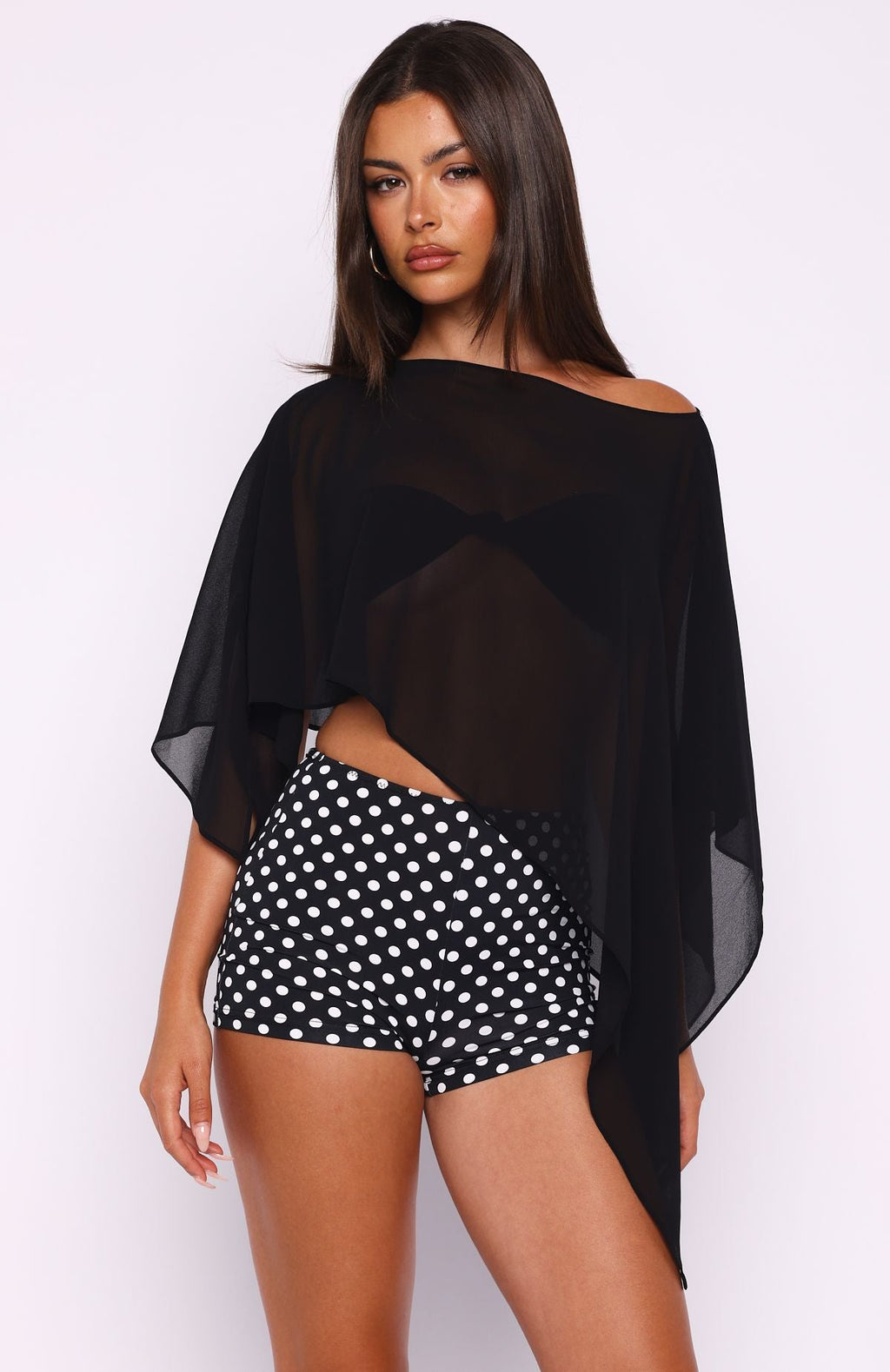 Trending Feeling The Vibe Poncho Top Black