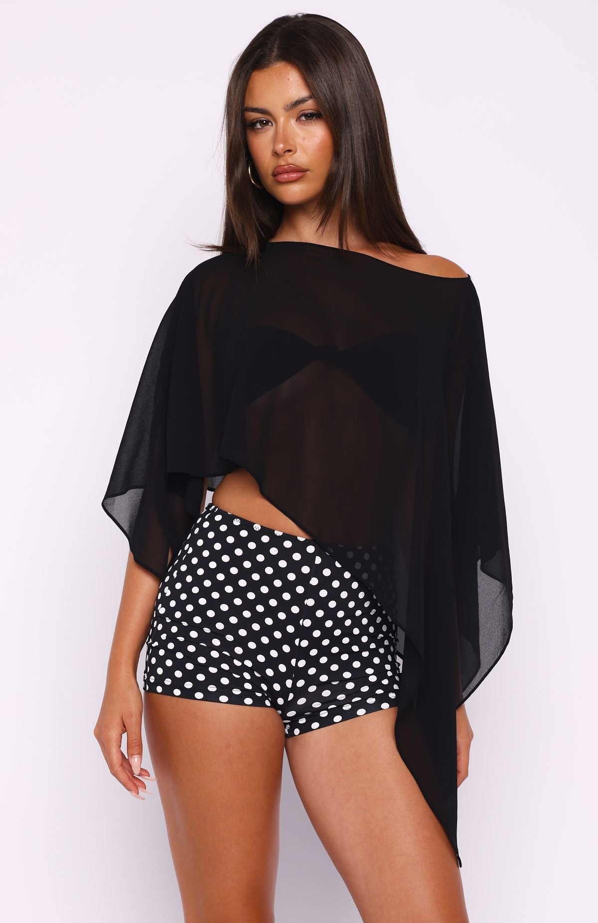 Trending Feeling The Vibe Poncho Top Black