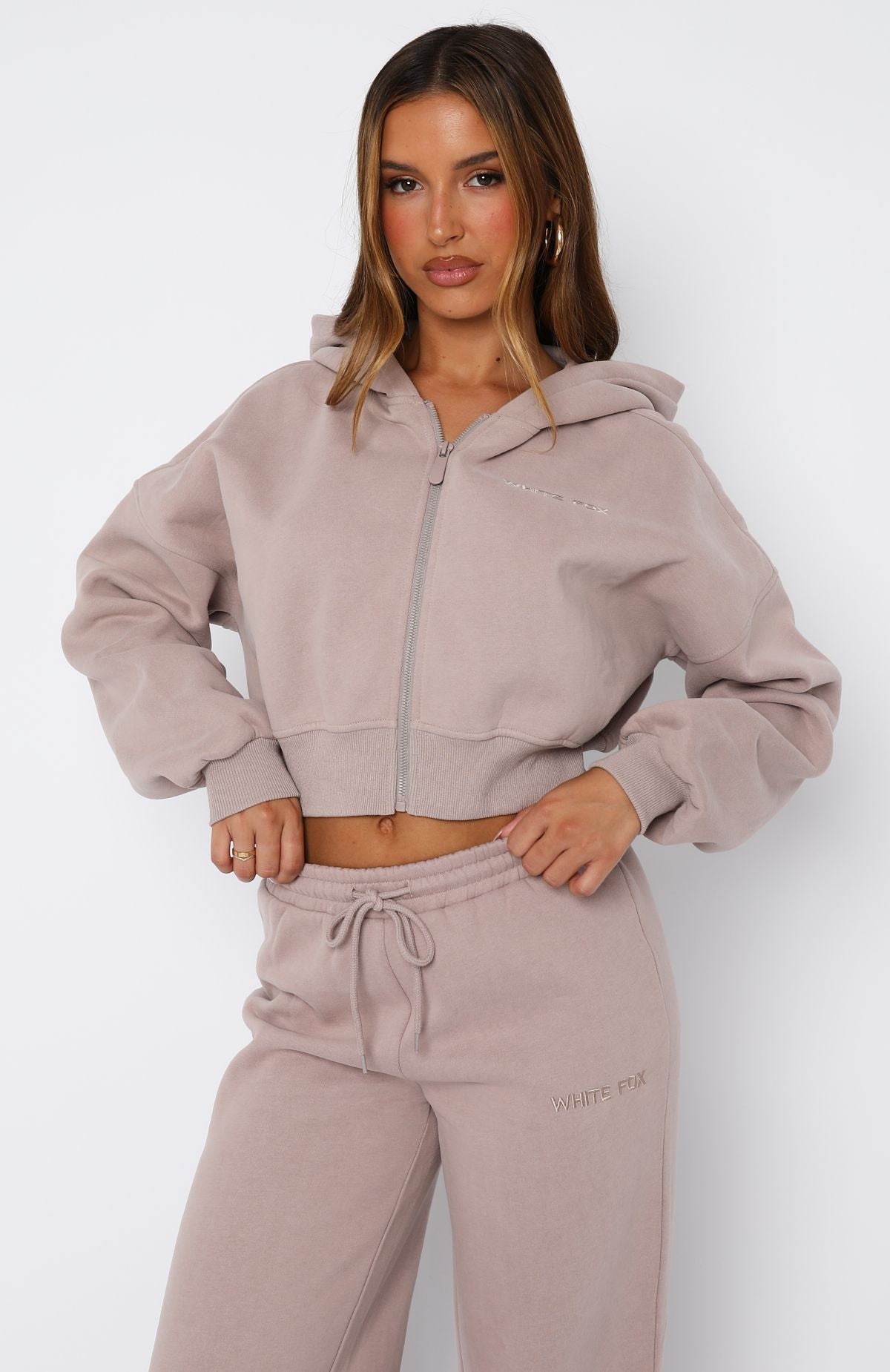 Trending Stay Lifted Cropped Hoodie Cinnamon
