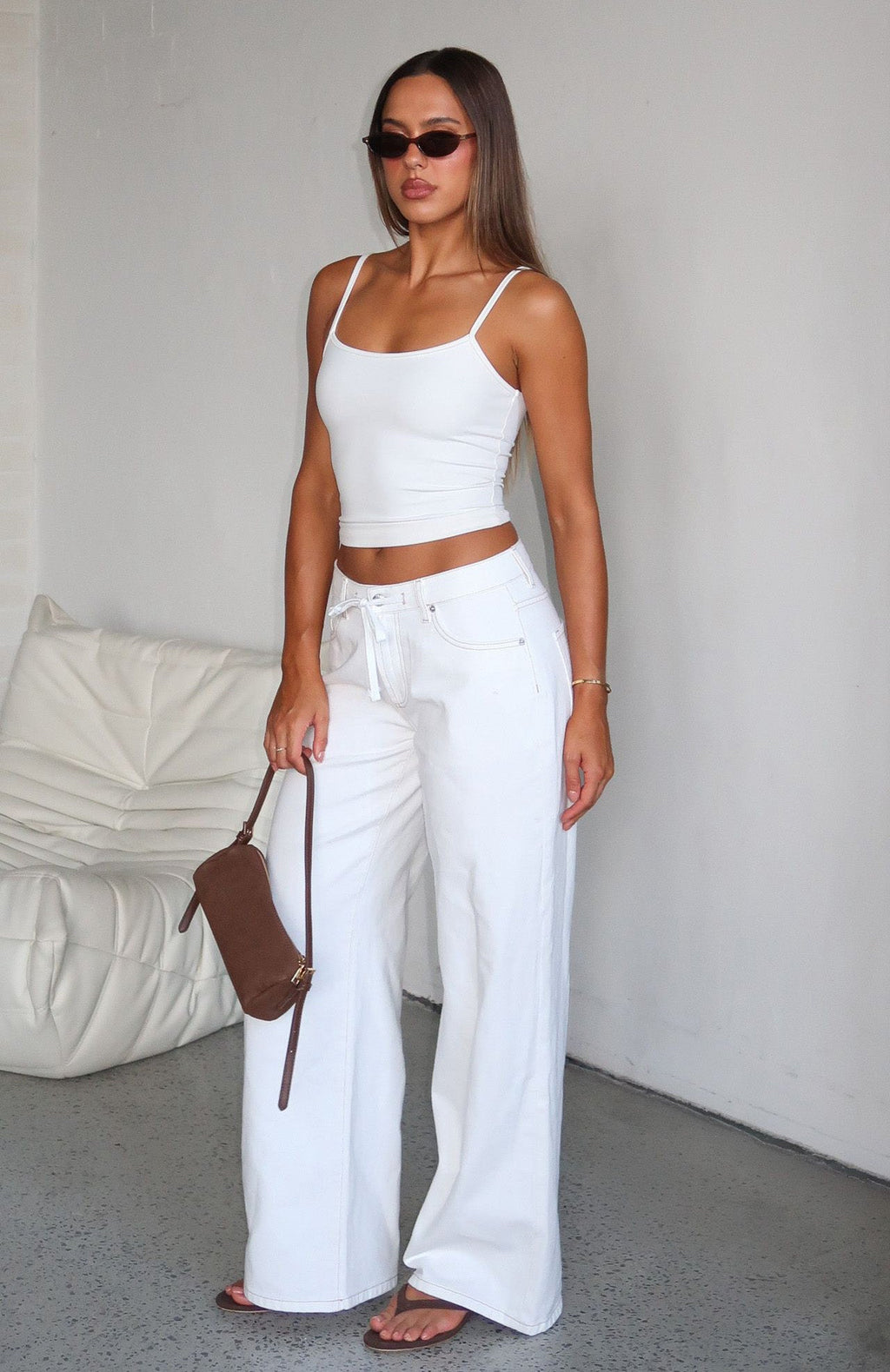 Trending Kendall Mid Rise Wide Leg Jeans Off White