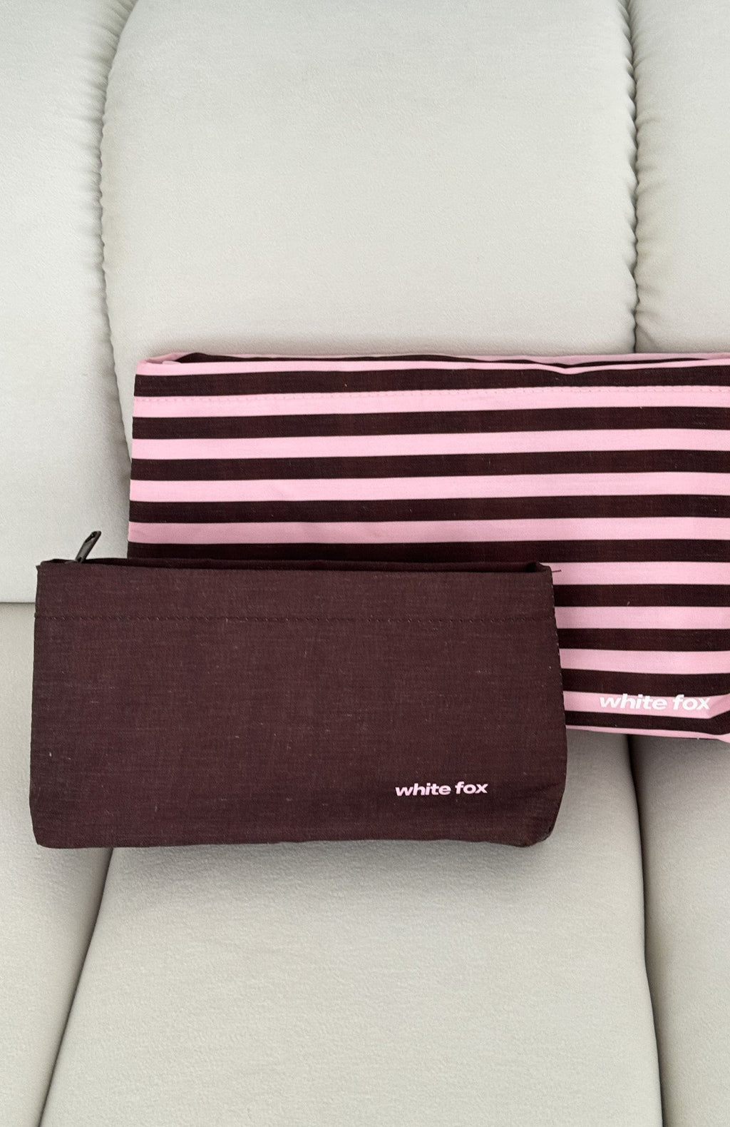 Trending Maddox 2 Pack Cosmetic Pouch Chocolate & Pink Stripe