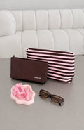 Trending Maddox 2 Pack Cosmetic Pouch Chocolate & Pink Stripe