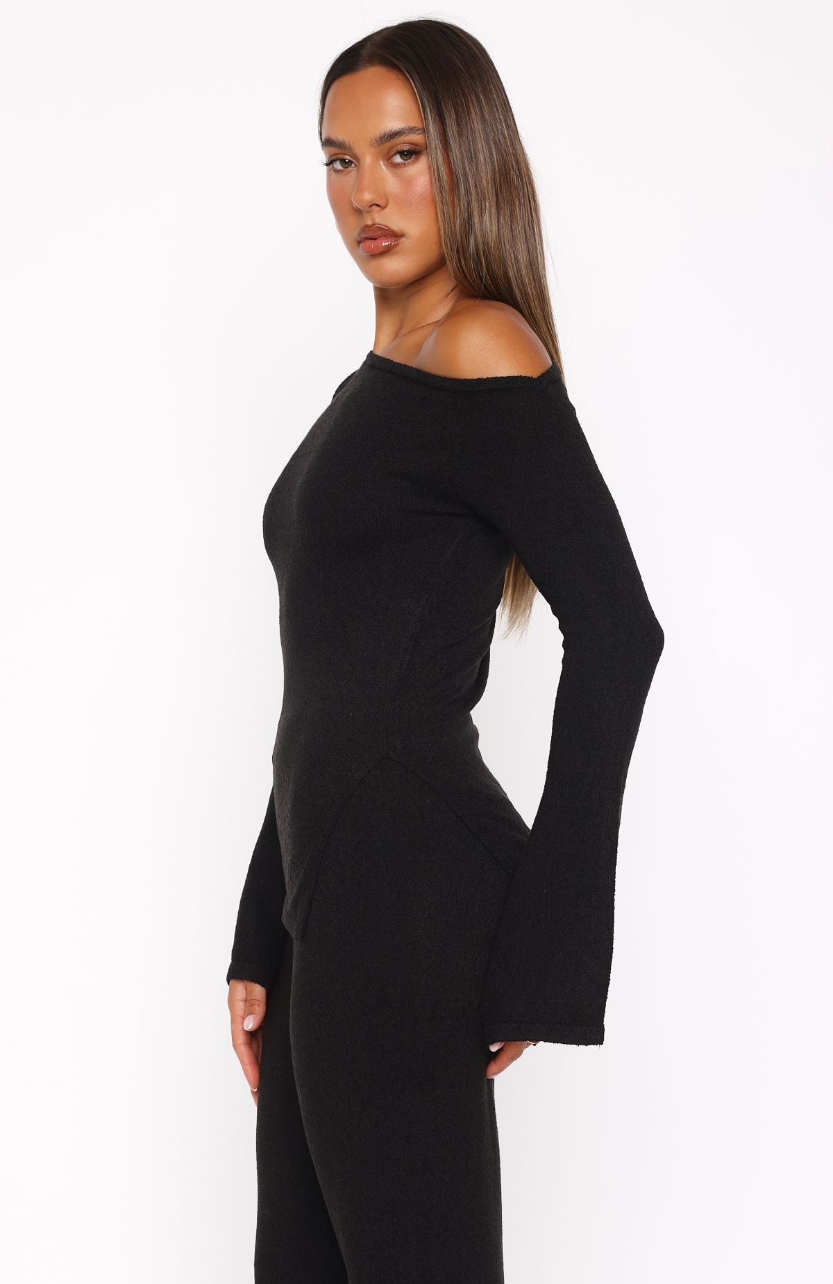 Trending Well Be Fine Long Sleeve Knit Top Black