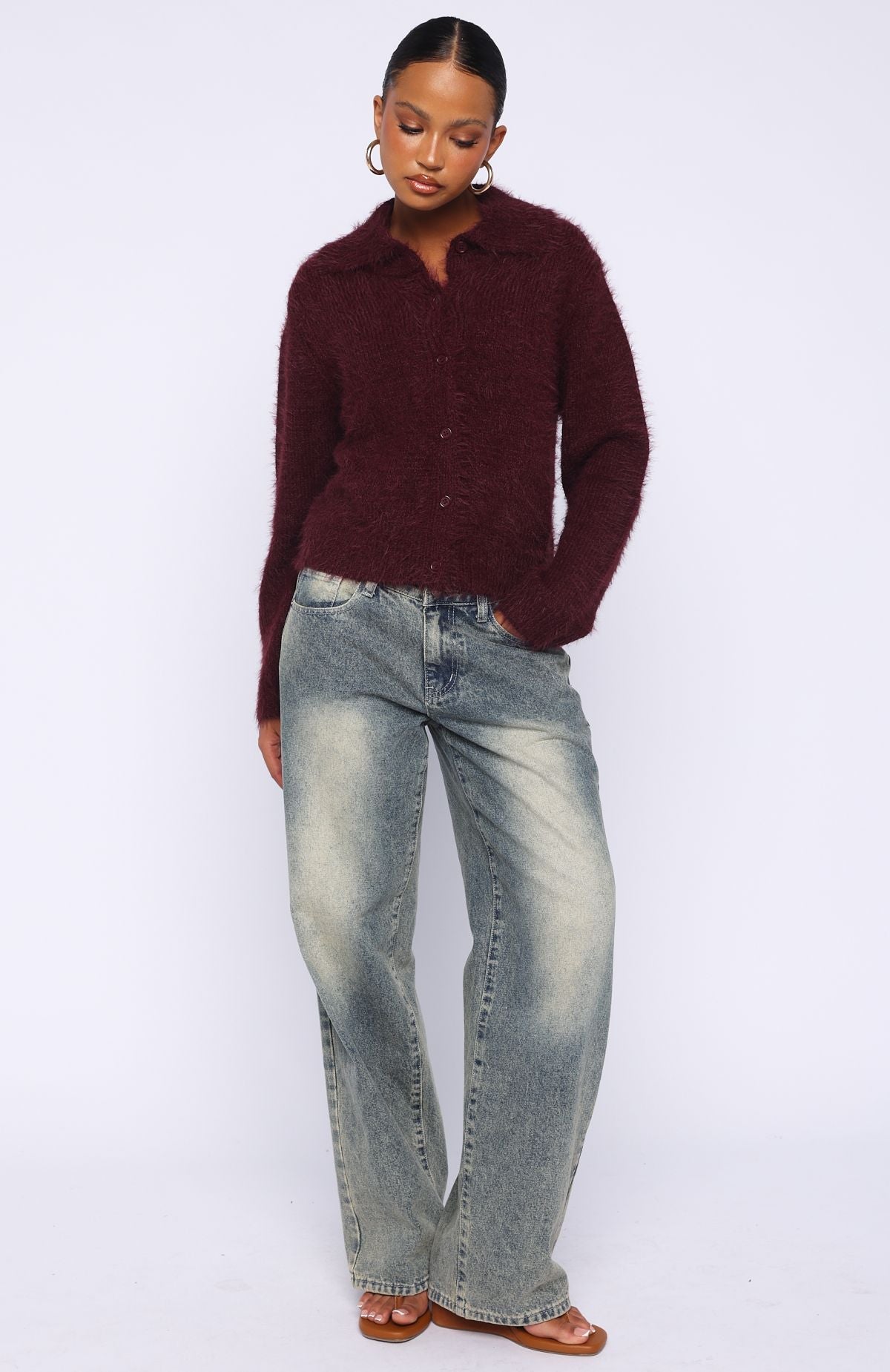 Trending Chill Luxe Knit Cardigan Merlot