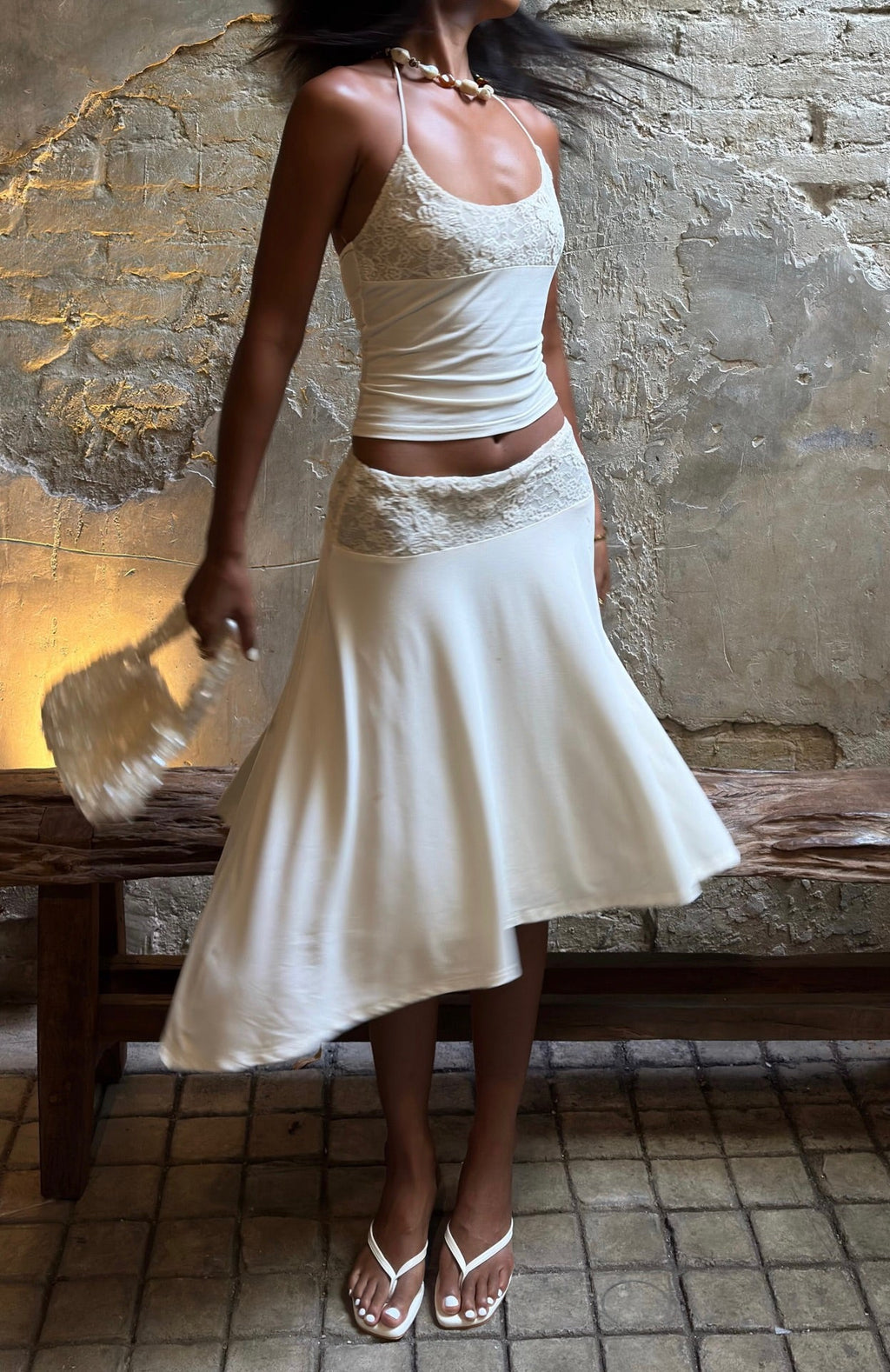 Trending Cool Chaos Halter Top Off White