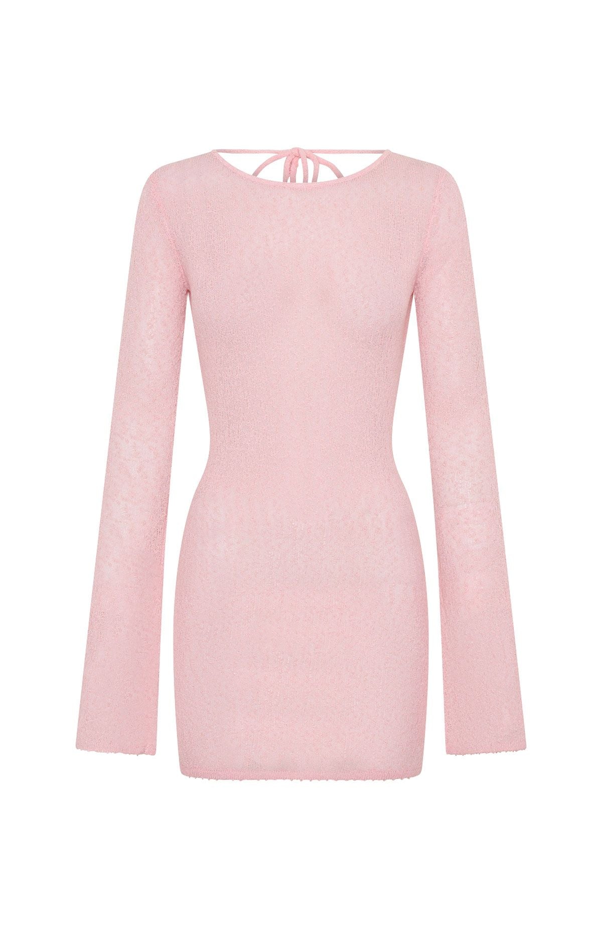 Trending Stand And Stare Long Sleeve Mini Dress Blush Pink