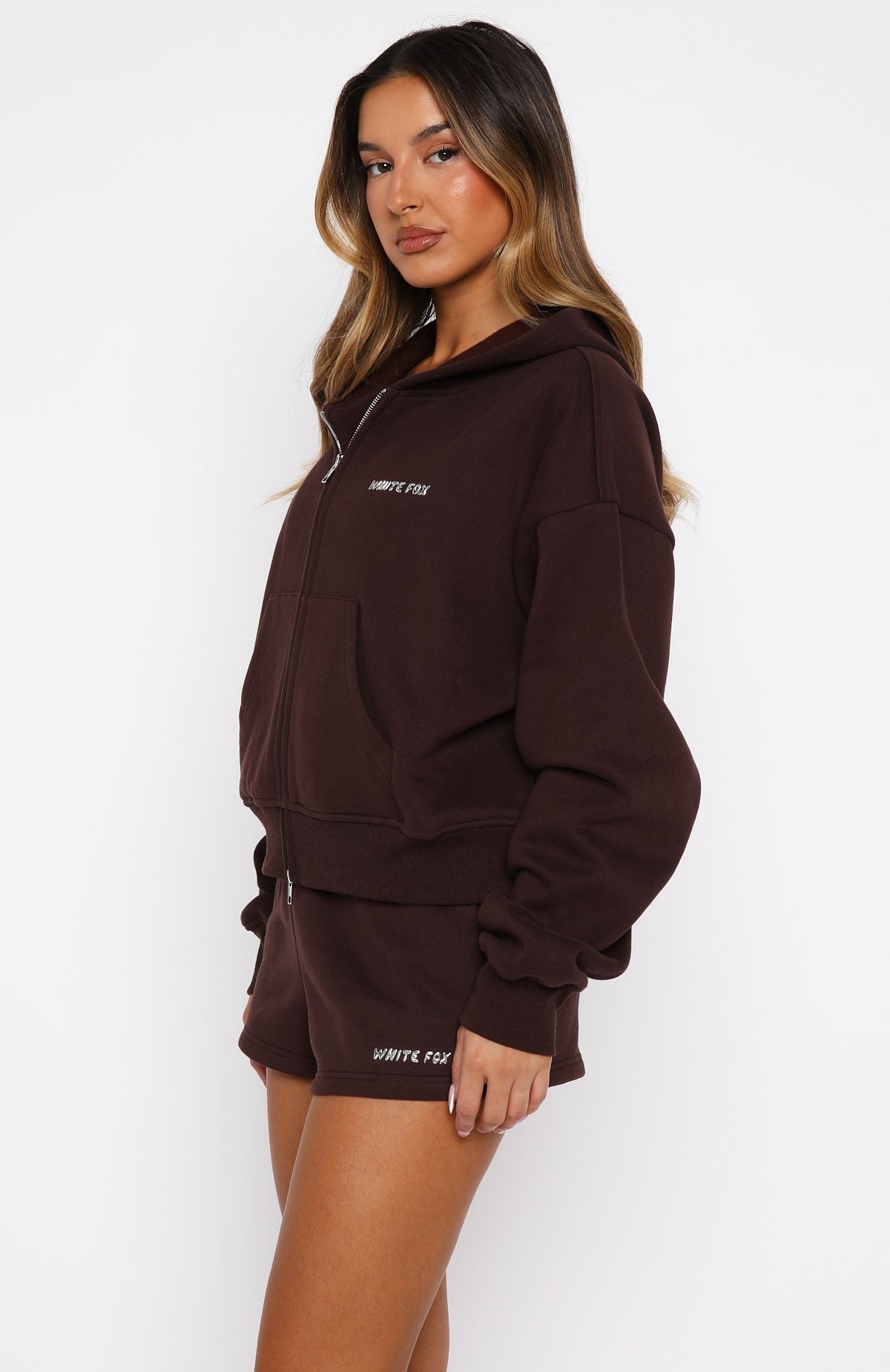 Trending Test Drive Boxy Zip Front Hoodie Chocolate