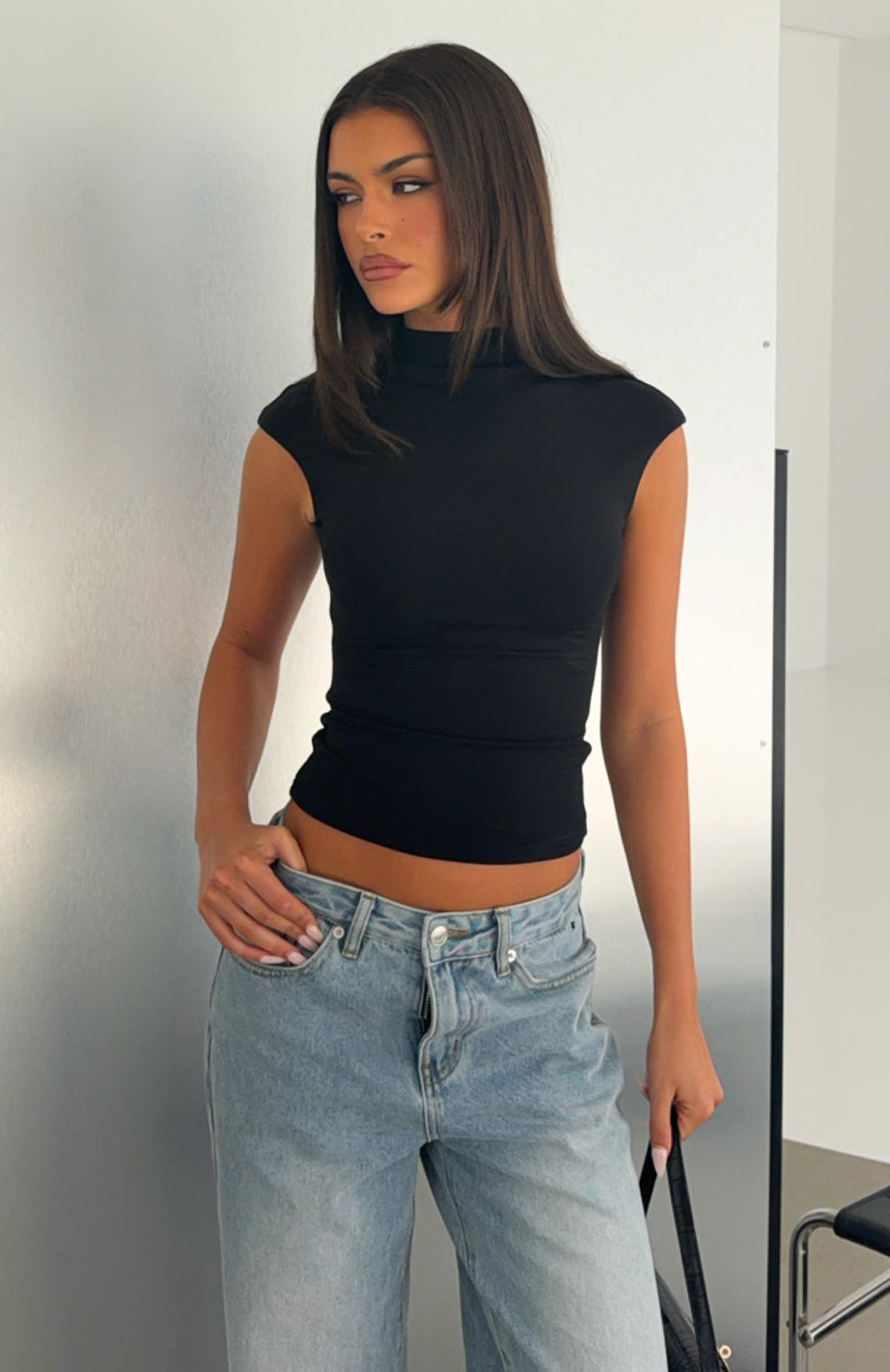 Trending No Apologies Needed High Neck Top Black