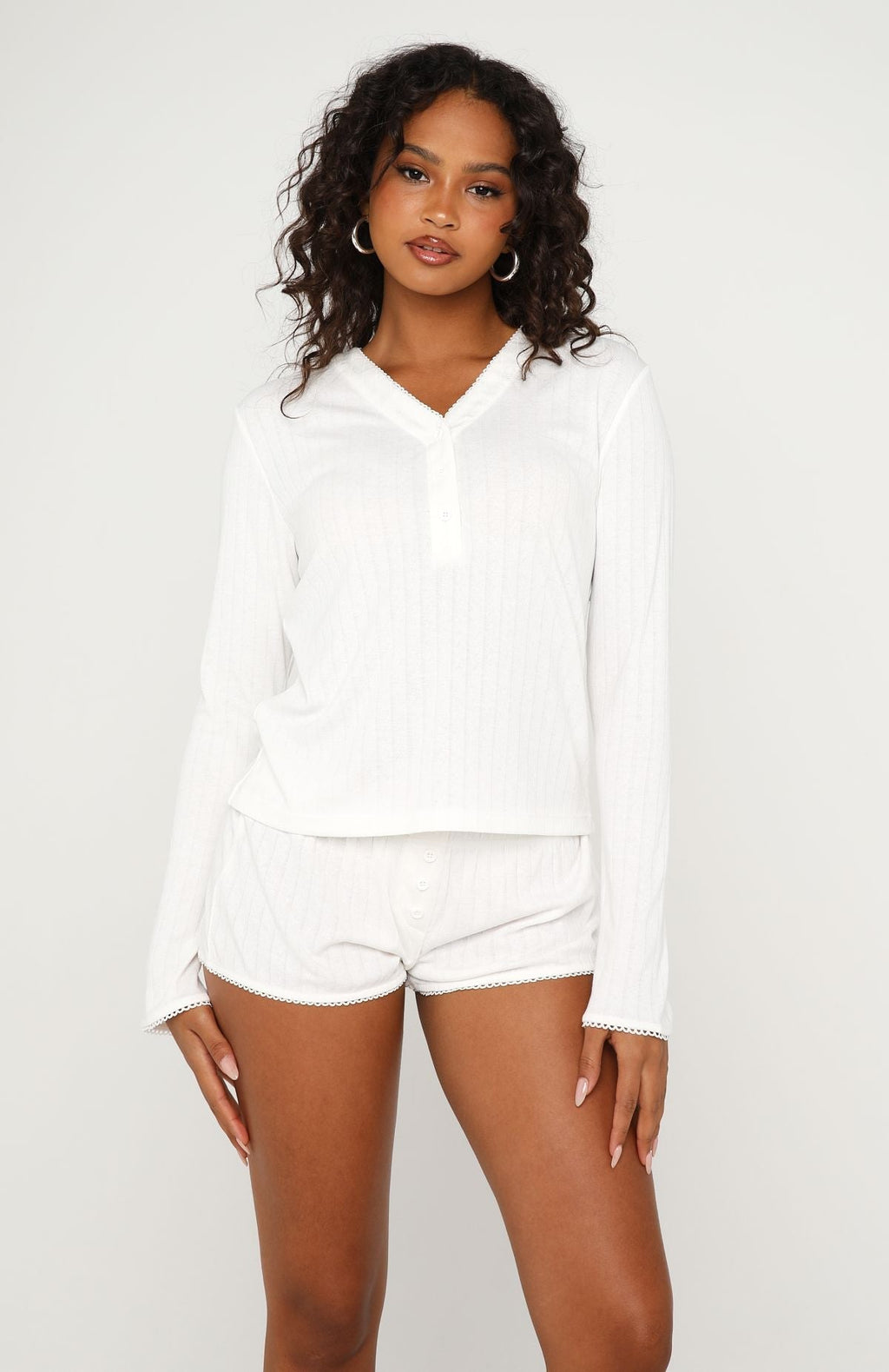 Trending Twilight Dream Long Sleeve Pyjama Top White