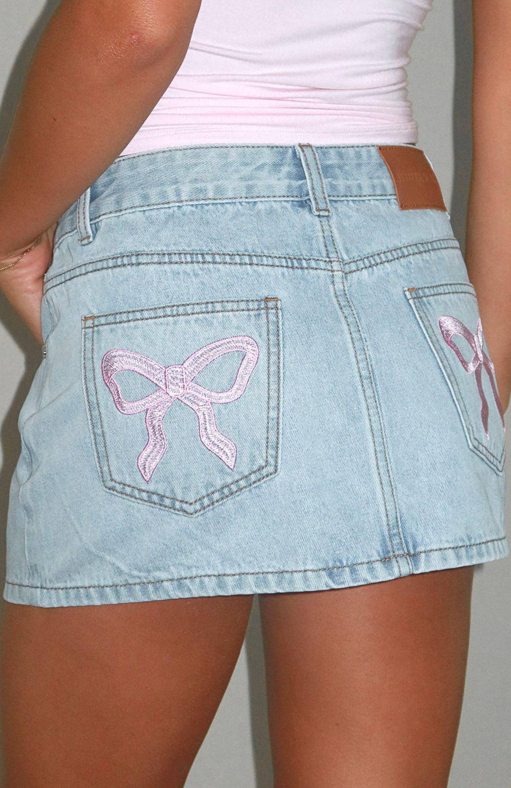 Trending About A Girl Mid Rise Denim Mini Skirt Mid Blue Wash