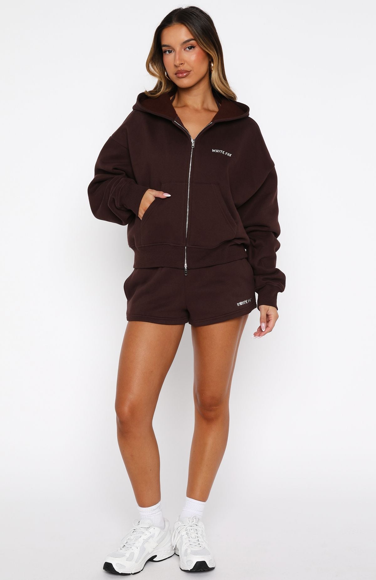 Trending Test Drive Boxy Zip Front Hoodie Chocolate