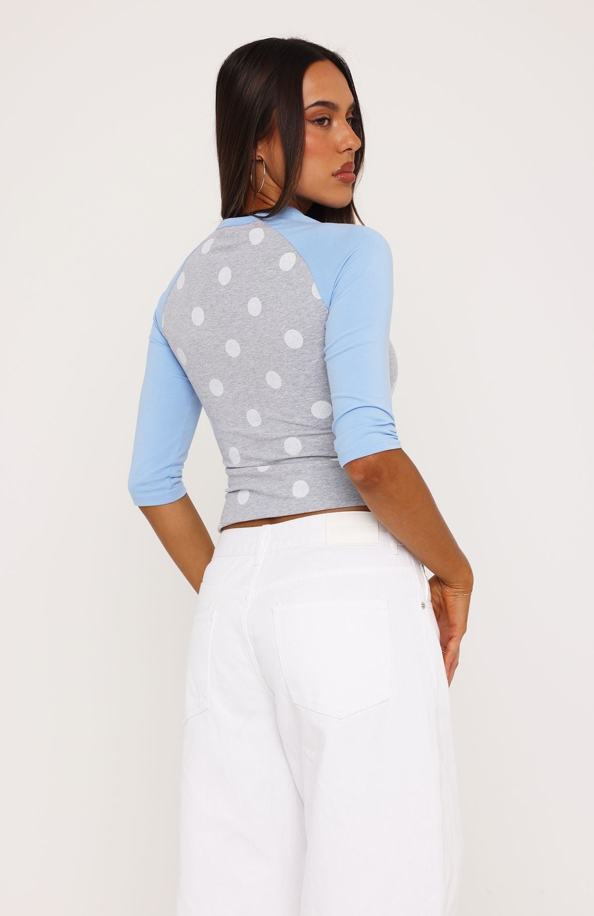 Trending Remy 34 Sleeve Top GreyBlue
