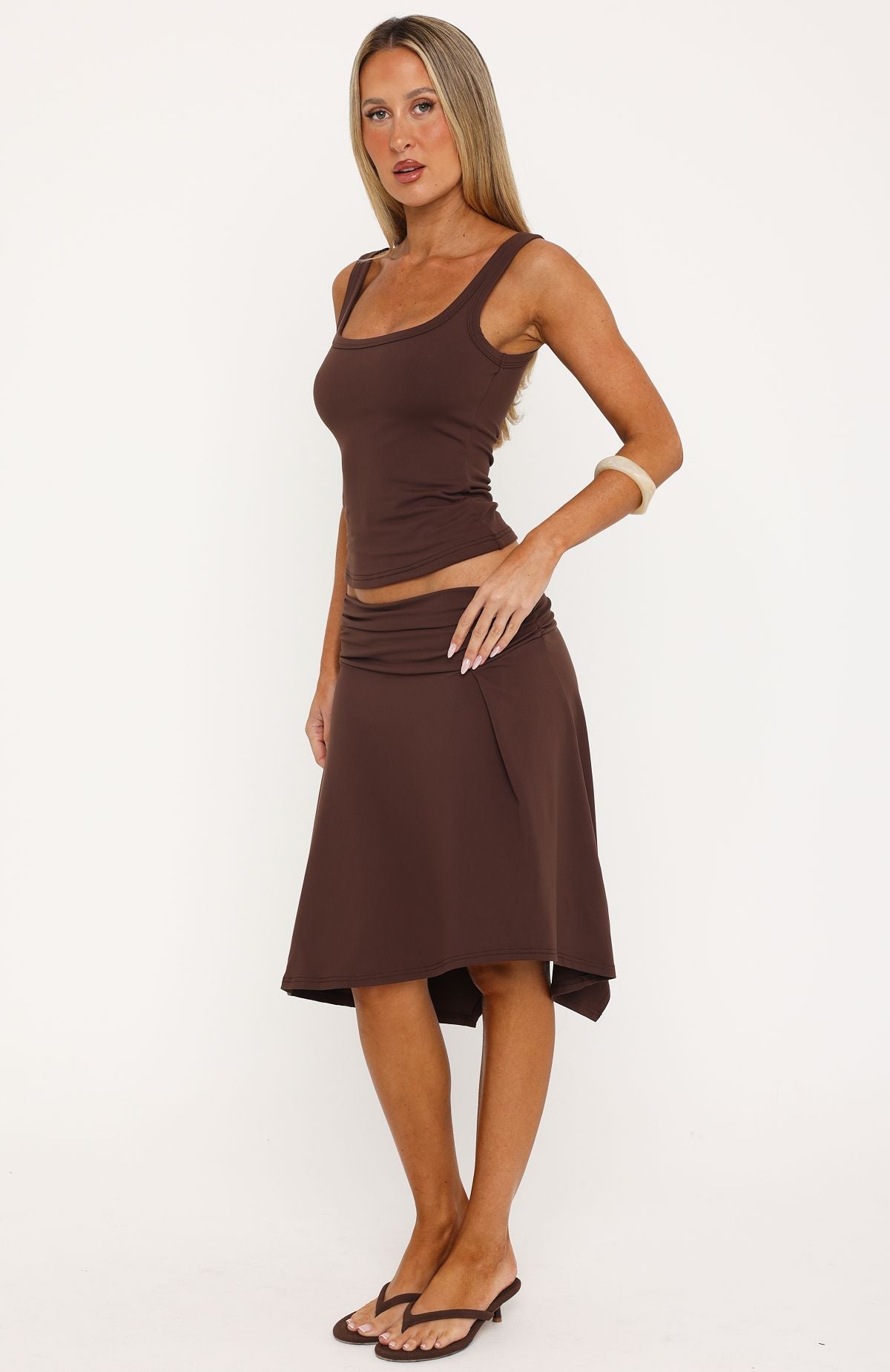 Trending Chill Vibes Midi Skirt Espresso