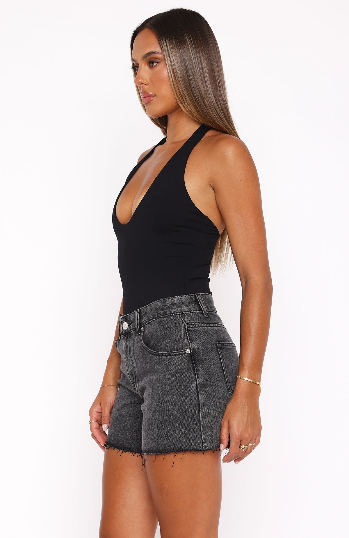 Trending Want To Be Me Halter Bodysuit Black