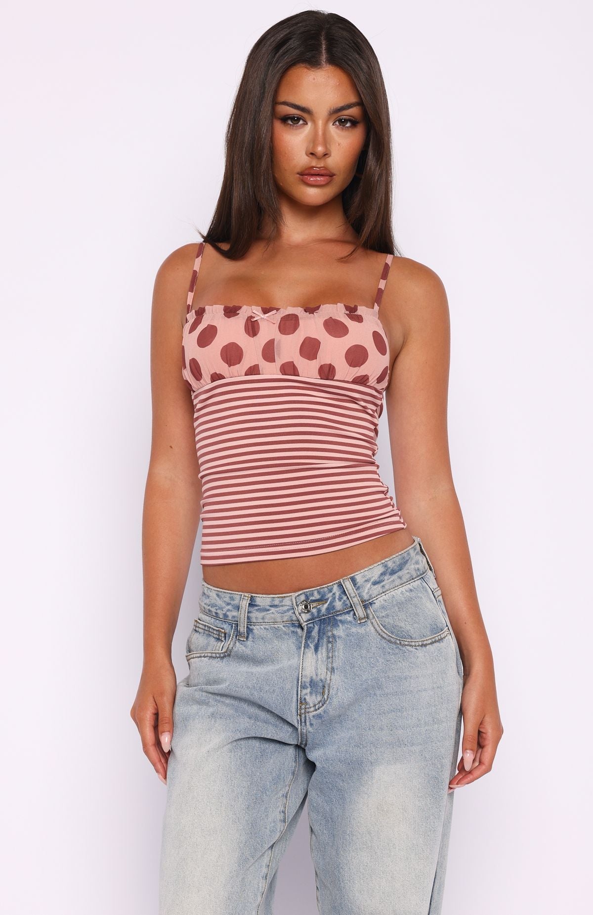 Trending Sucker For You Top Pink Stripe
