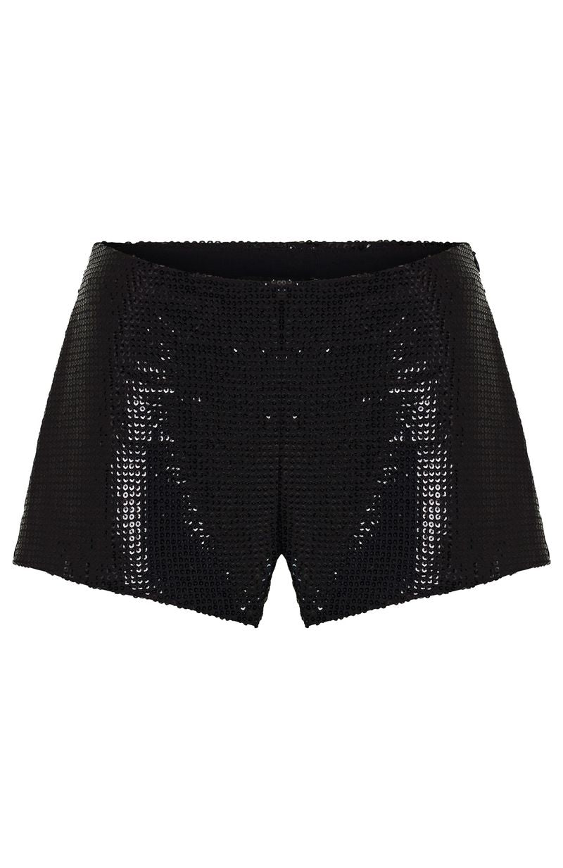 Trending Old News Sequin Shorts Black
