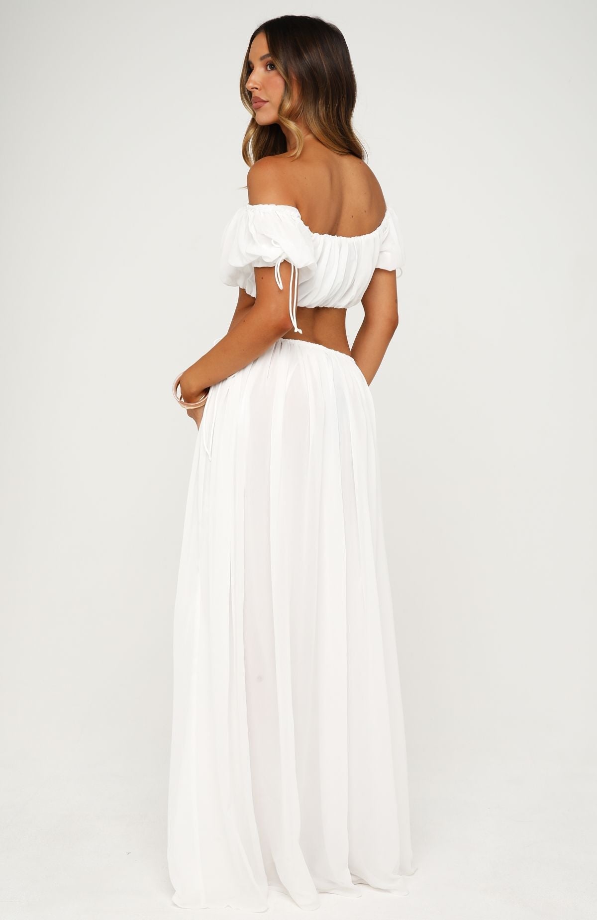 Trending Flounce Flirt Maxi Skirt White