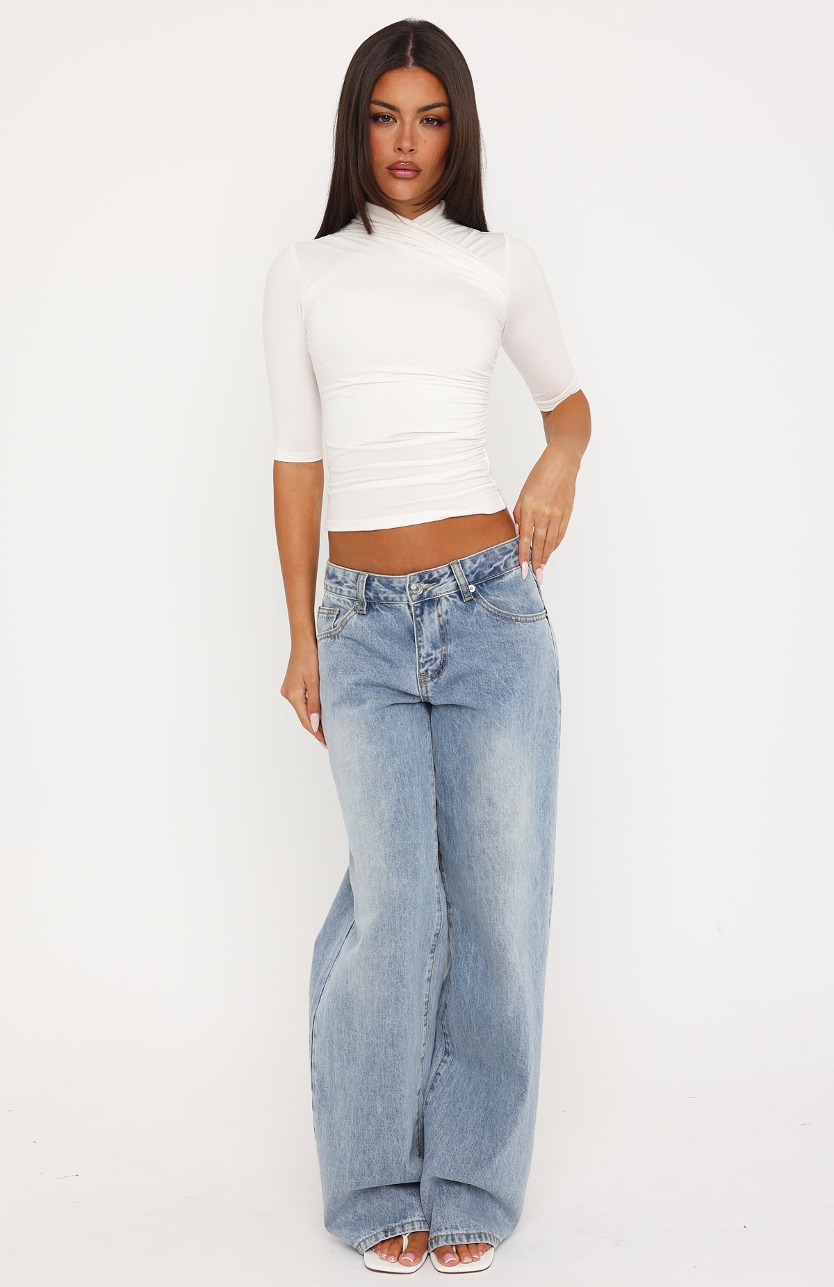 Trending Quiet Crush 34 Sleeve Top Off White