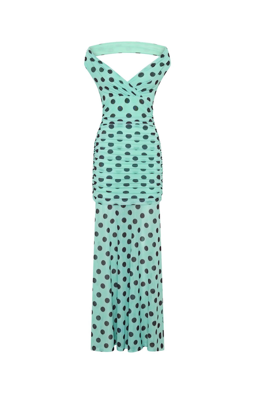 Trending Sweet And Chic Maxi Dress Aqua Polka Dot