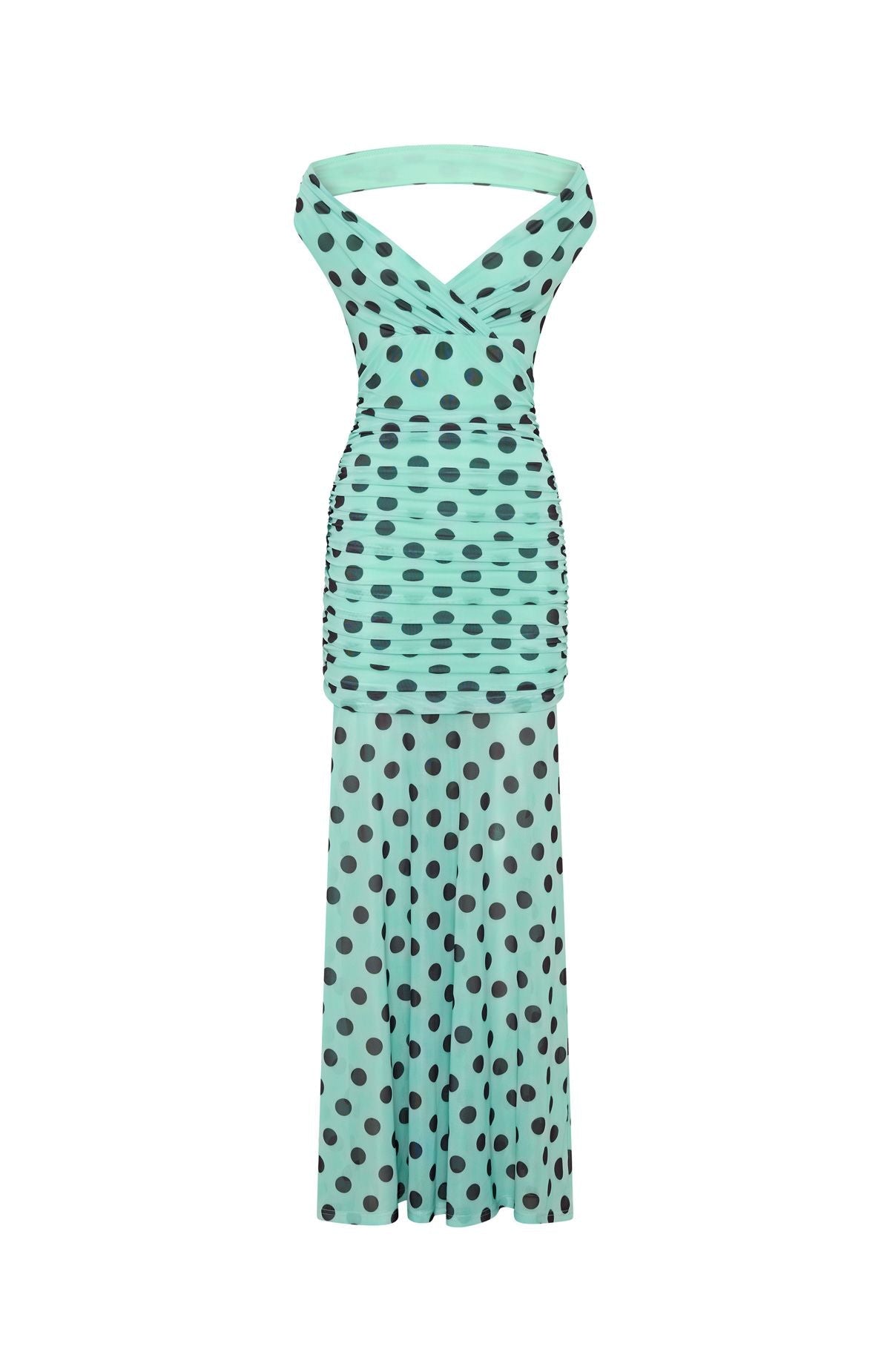 Trending Sweet And Chic Maxi Dress Aqua Polka Dot