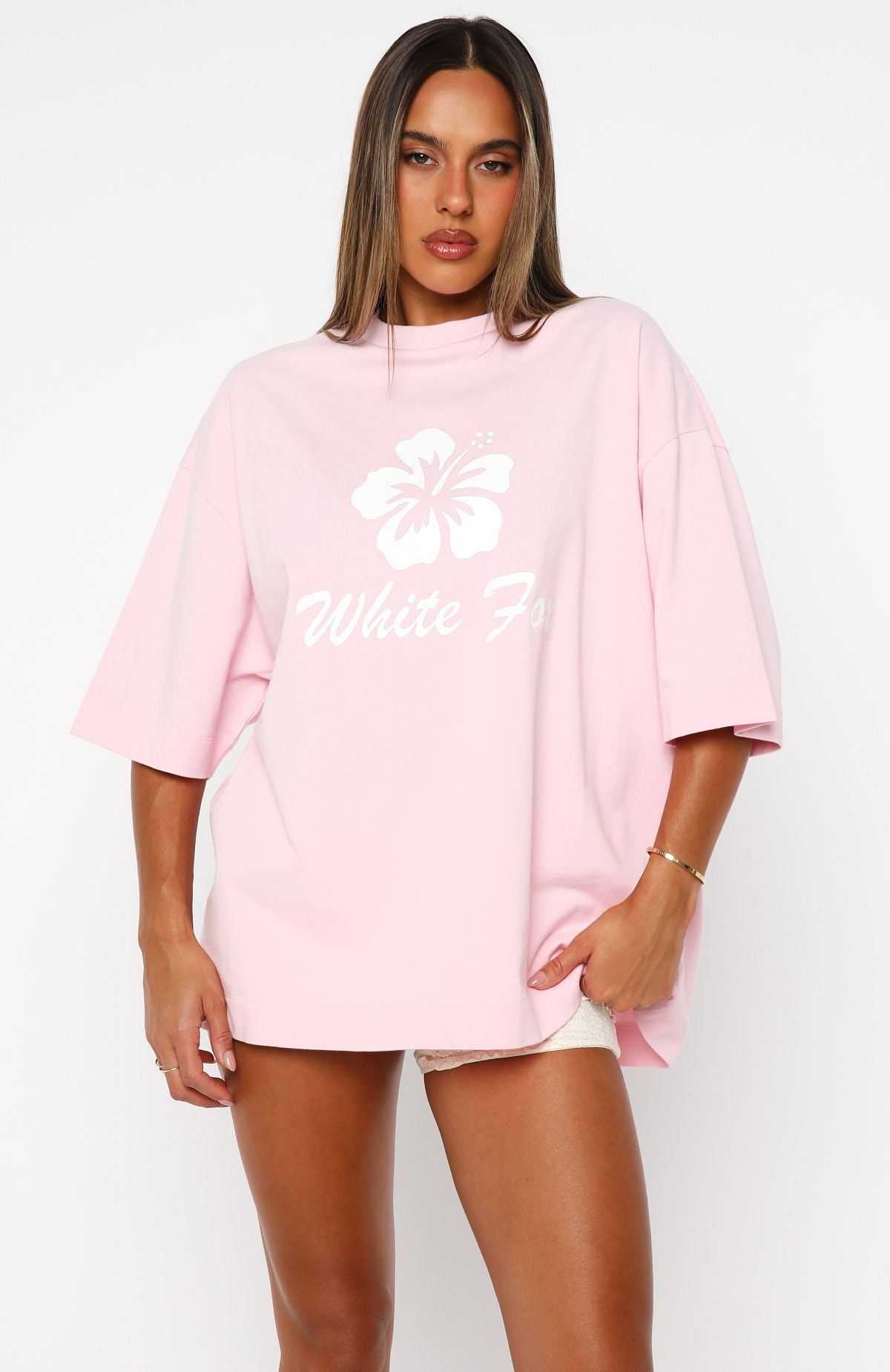 Trending Own Your Glow Oversized Tee Pink