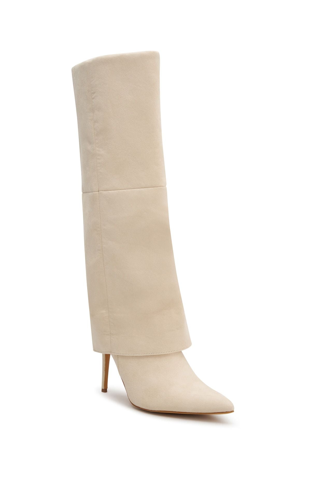 Trending Milos Knee High Boots Nude Faux Suede