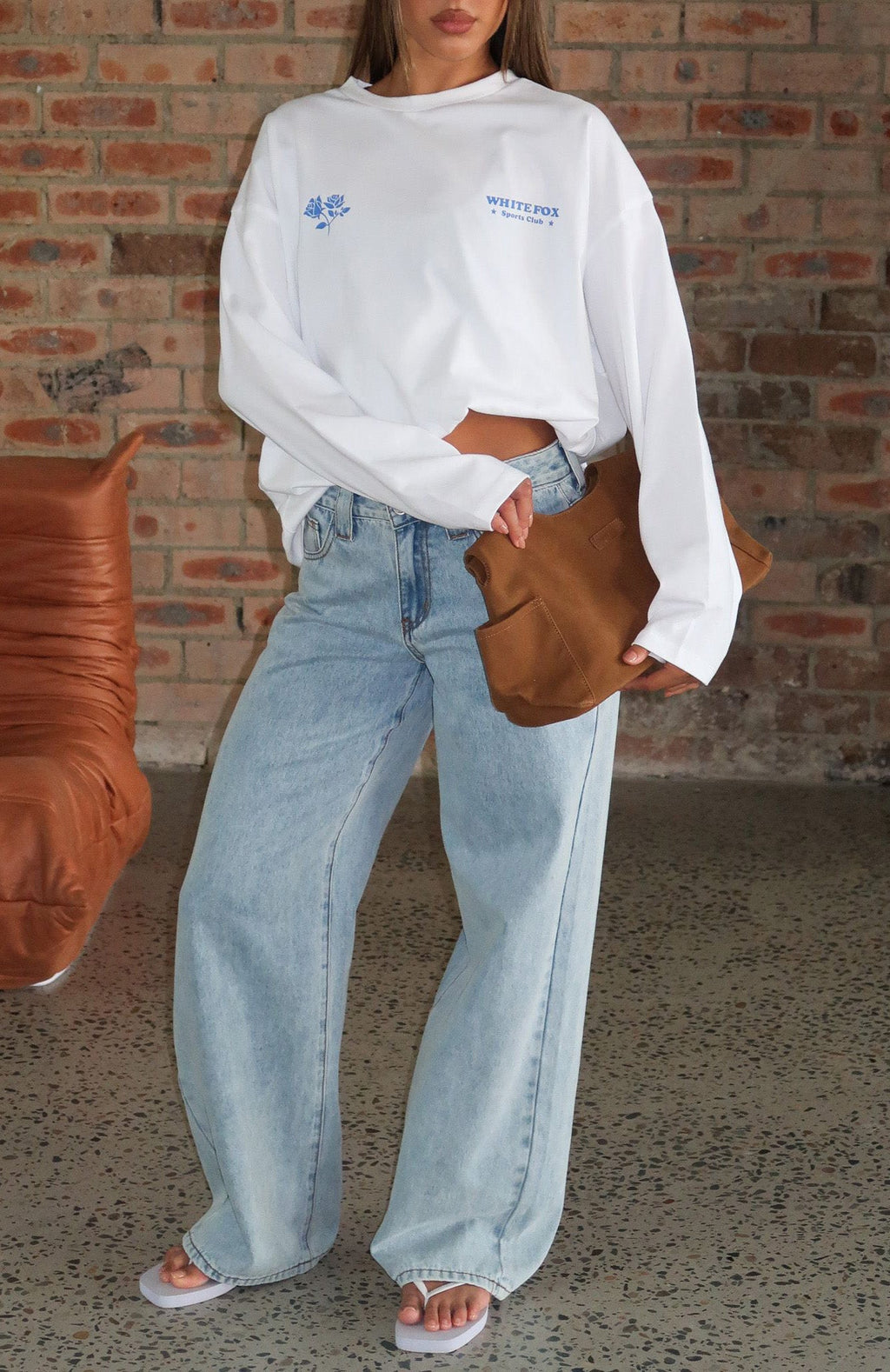 Trending Little Bit Loud Oversized Long Sleeve Tee White