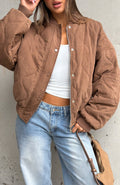 Trending Soft Love Bomber Jacket Mocha