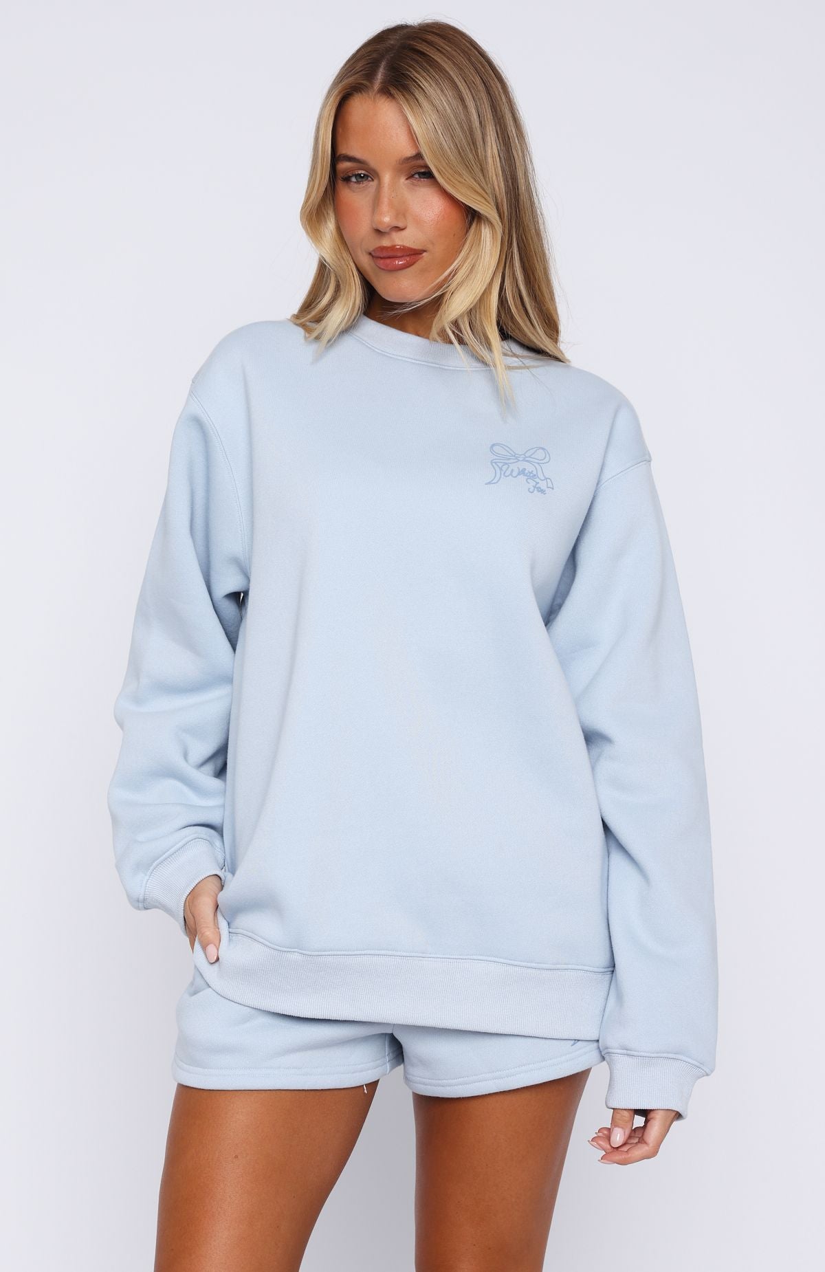 Trending Love You Forever Oversized Sweater Baby Blue