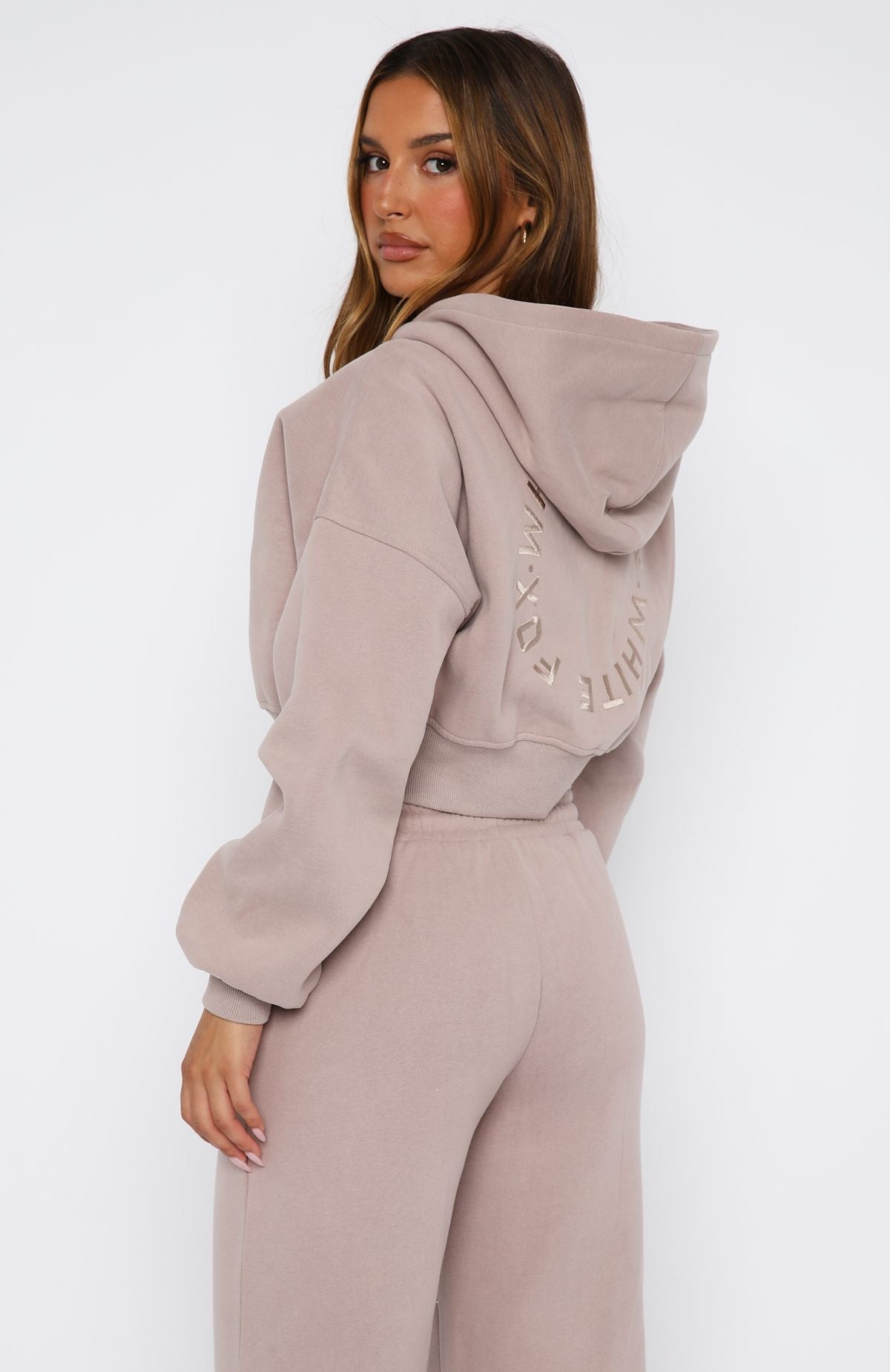 Trending Stay Lifted Cropped Hoodie Cinnamon