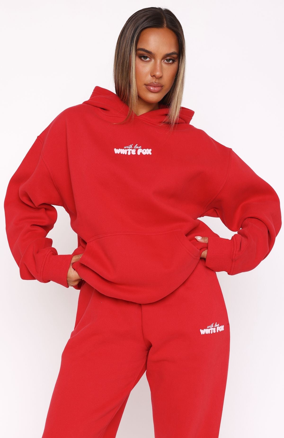 Trending With Love In The Moment Oversized Hoodie Red